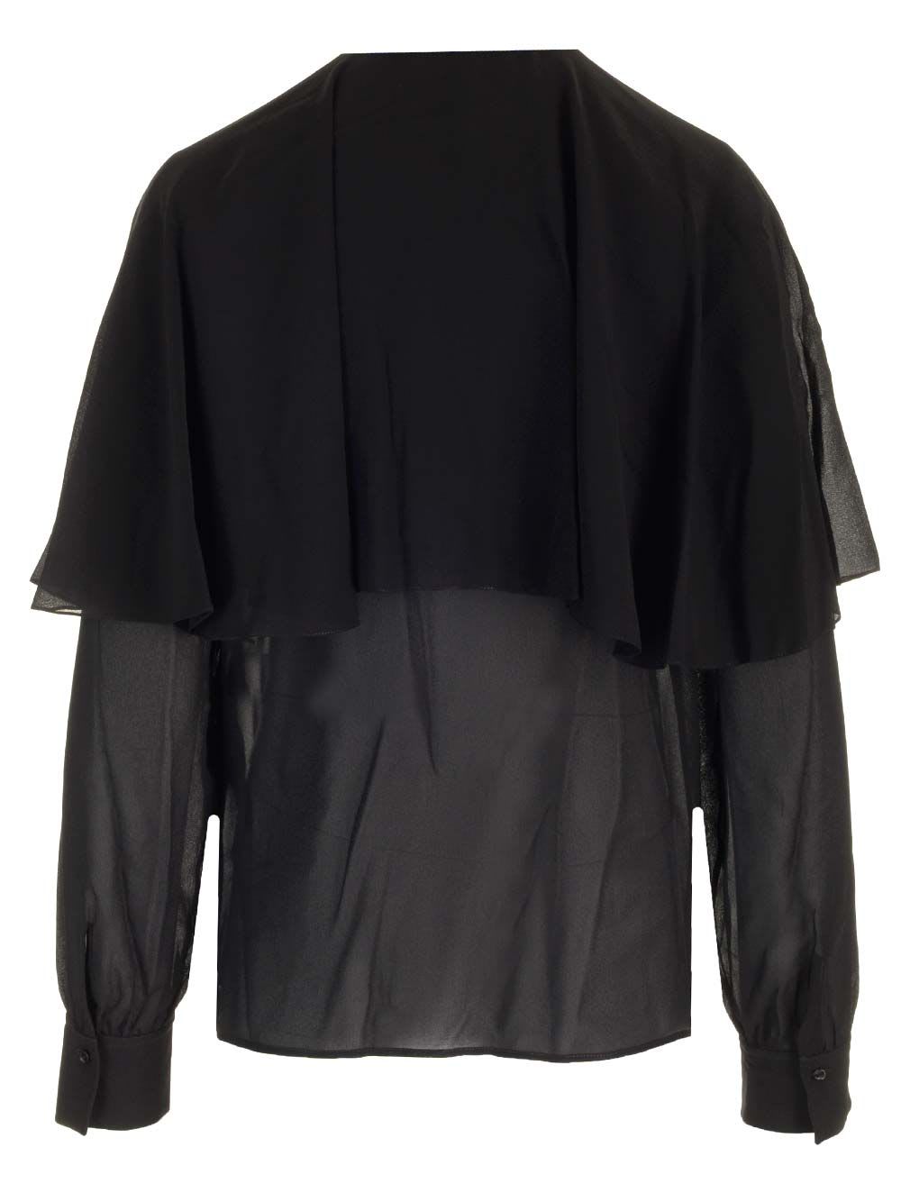 Shop Chloé Blouse With Cape In Silk Georgette In Black