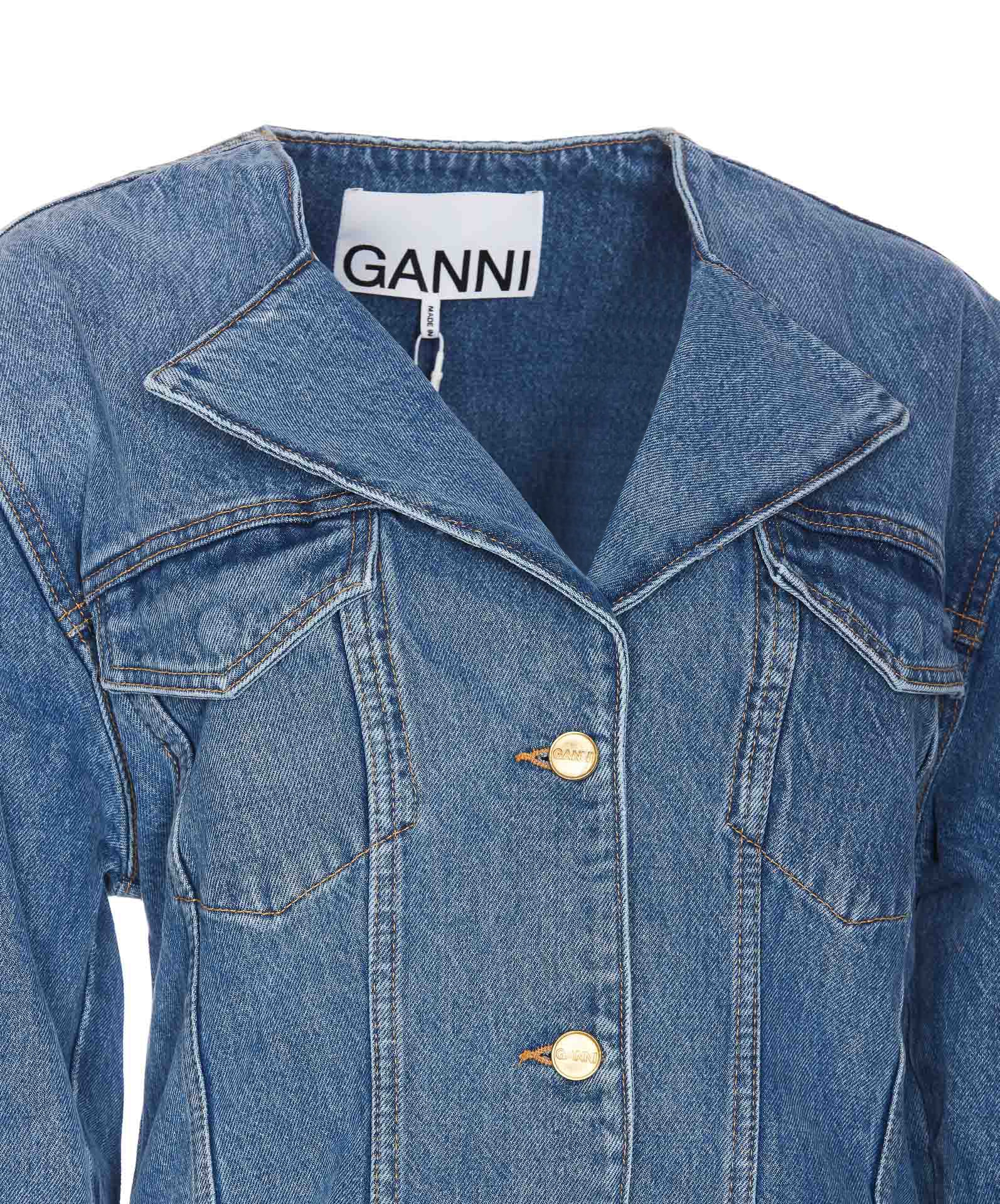 Shop Ganni Blazer Mid Blue Vintage Fitted Denim