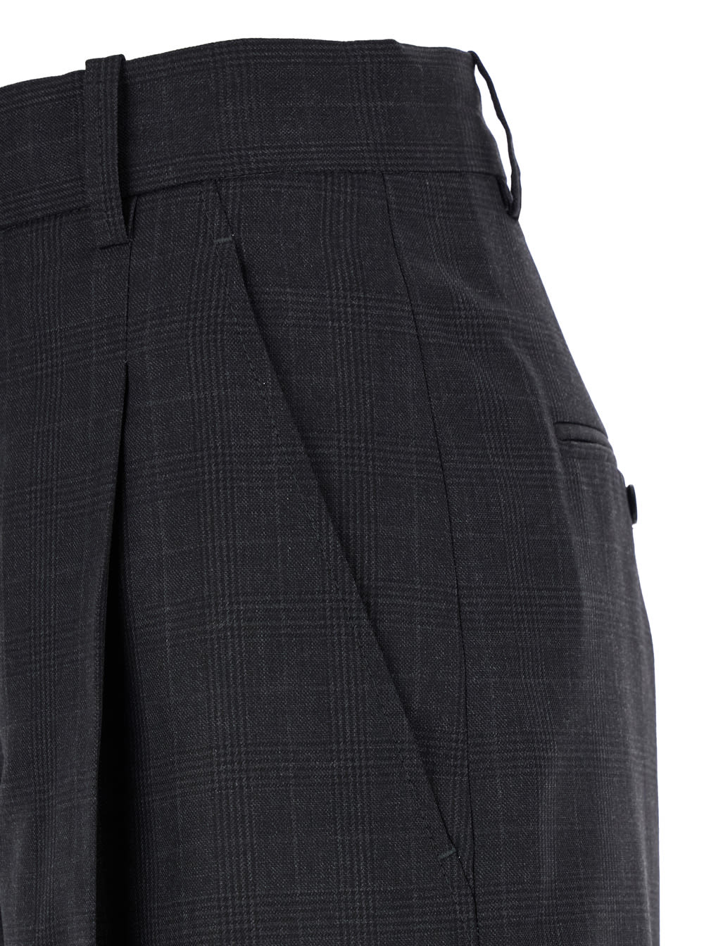 Shop Isabel Marant Romina Grey High Waist Pants With Check Motif In Wool Woman