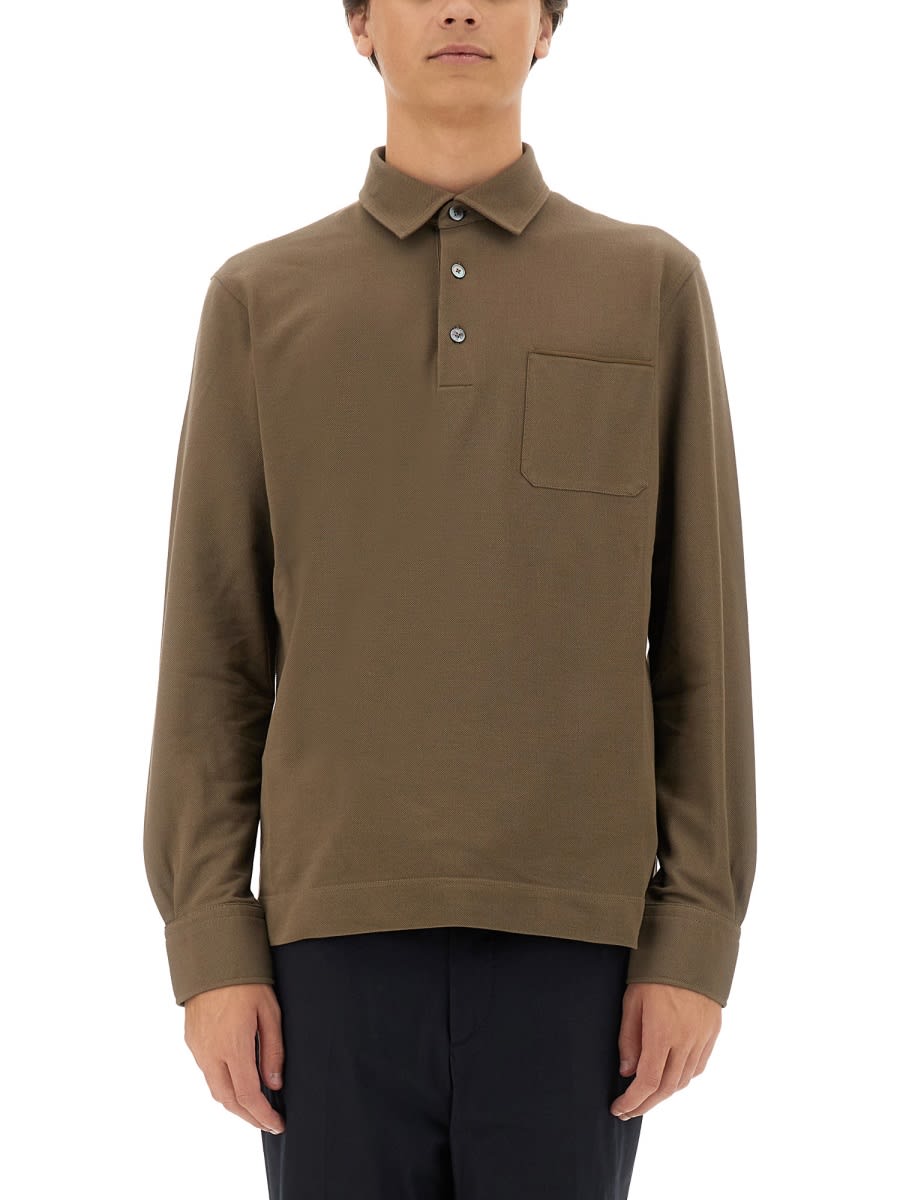 Shop Zegna Cotton Polo In Beige