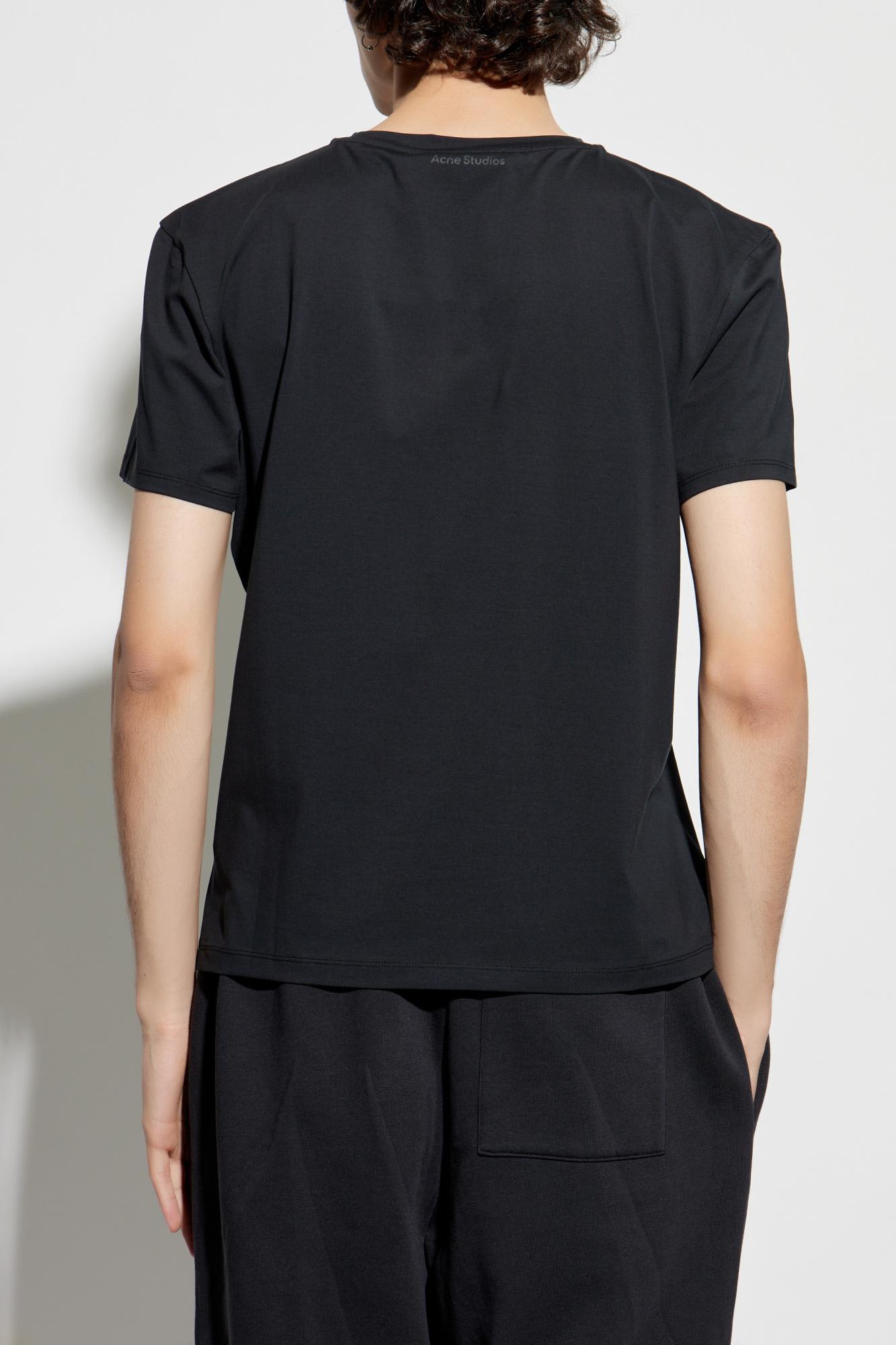 Acne Studios Men Crewneck T-shirt With Logo In Black