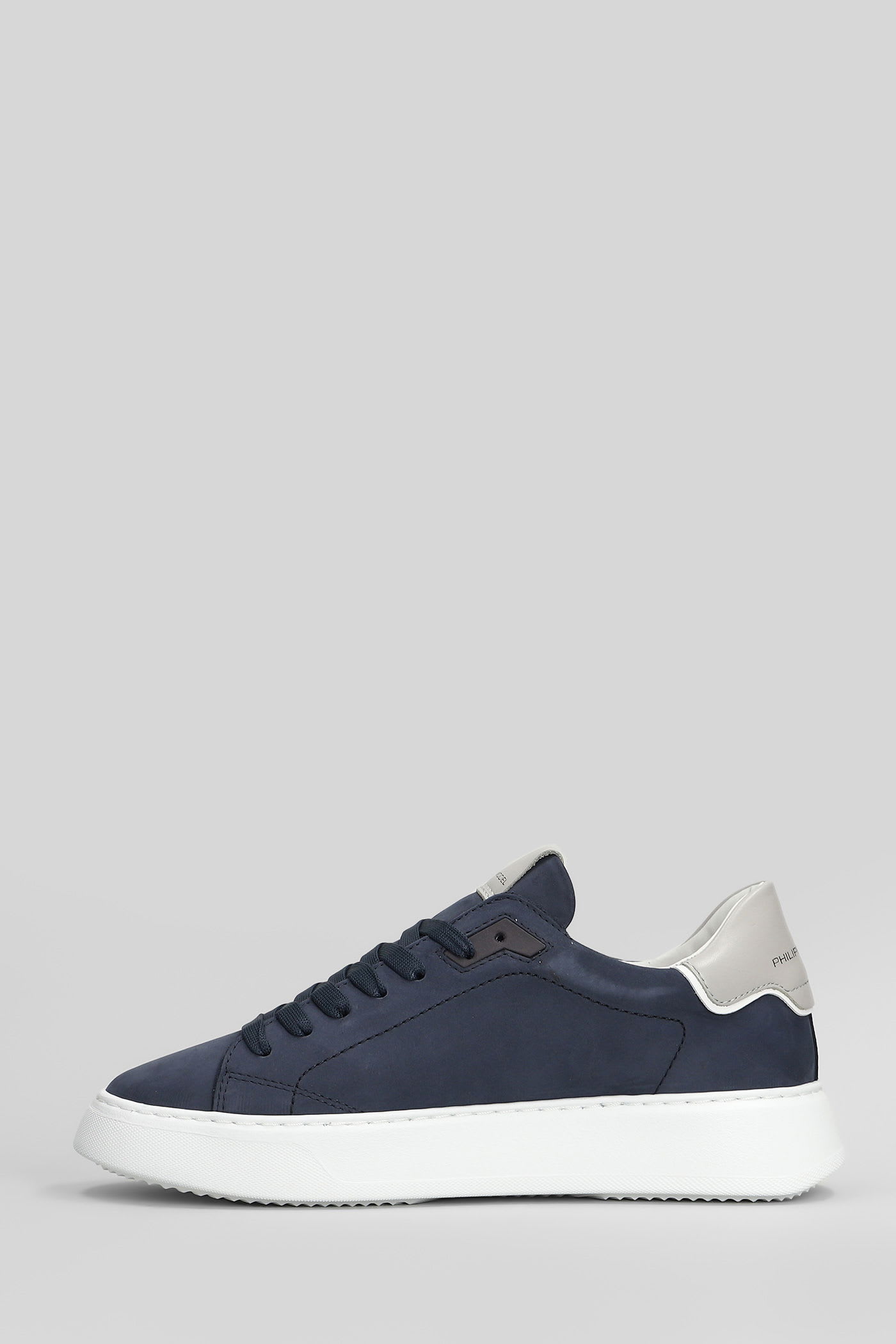 Philippe Model Temple Low Sneakers In Nubuk Blue Color In Blue