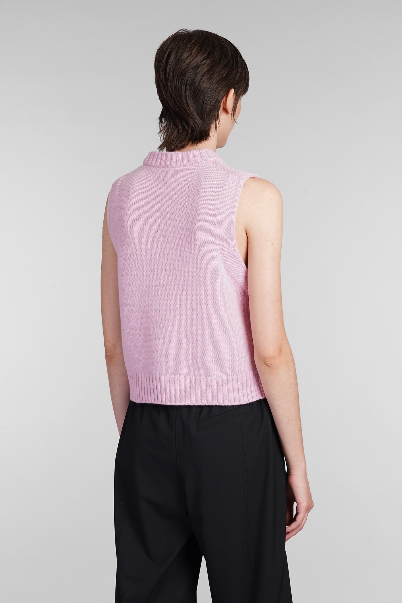 Shop Ganni Vest In Rose-pink Wool