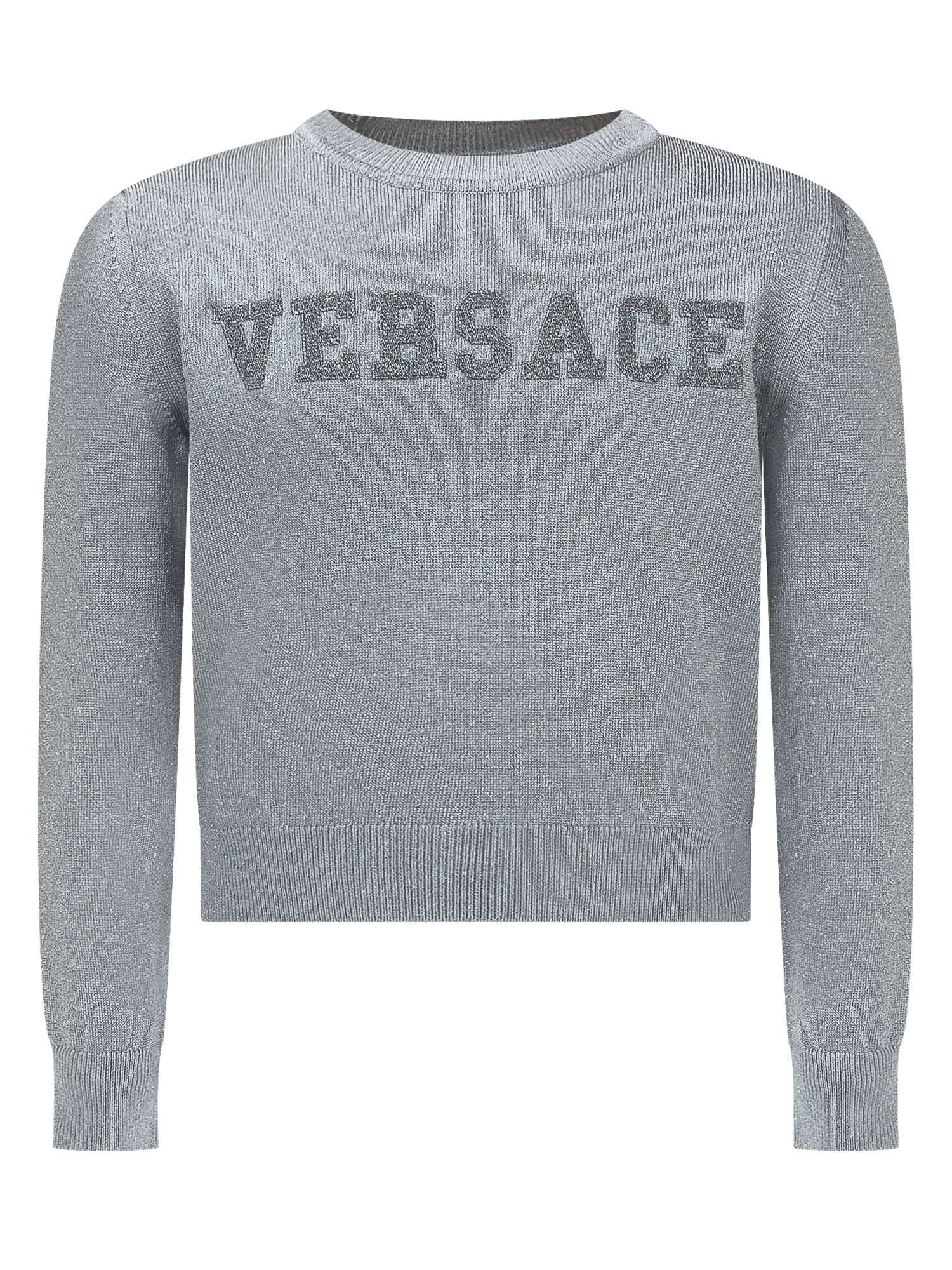 Shop Versace Sweater With Logo In Silver