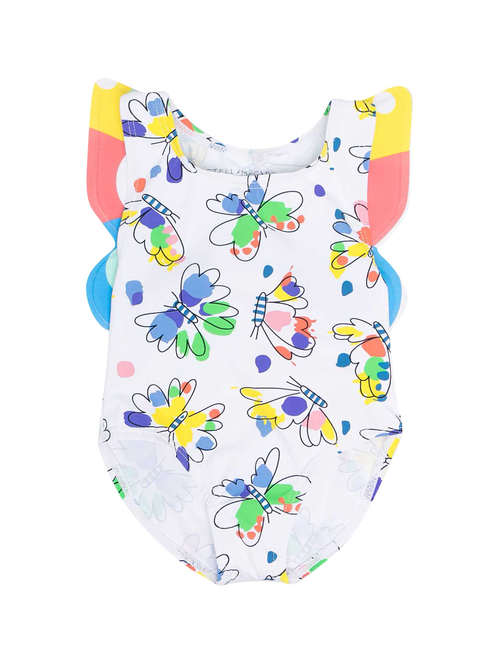 Stella McCartney Kids White Swimsuit With Multicolor Print
