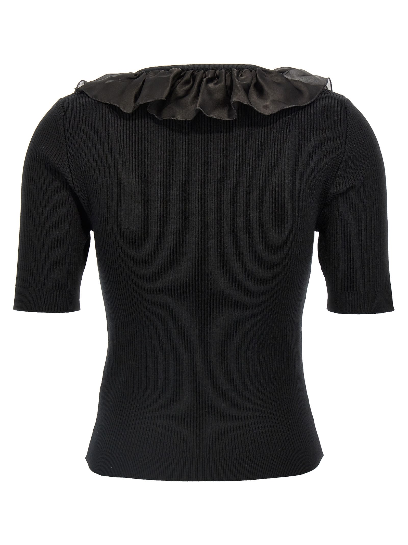 Alessandra Rich T-shirt With Ruffle And Bow Detail