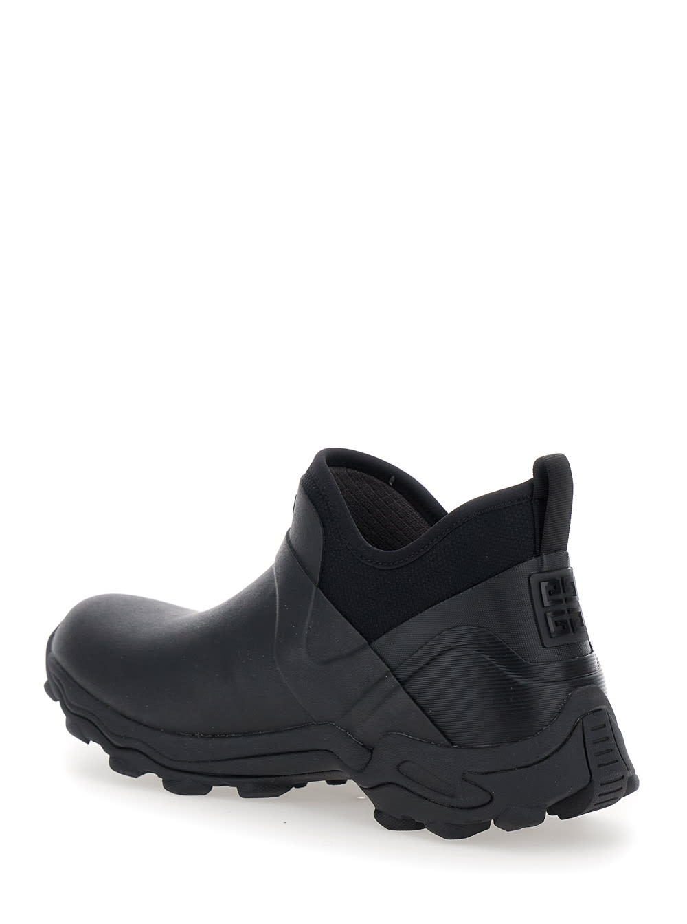 Shop Givenchy Black Ankle Boots With 4g Motif In Rubber And Fabric Man