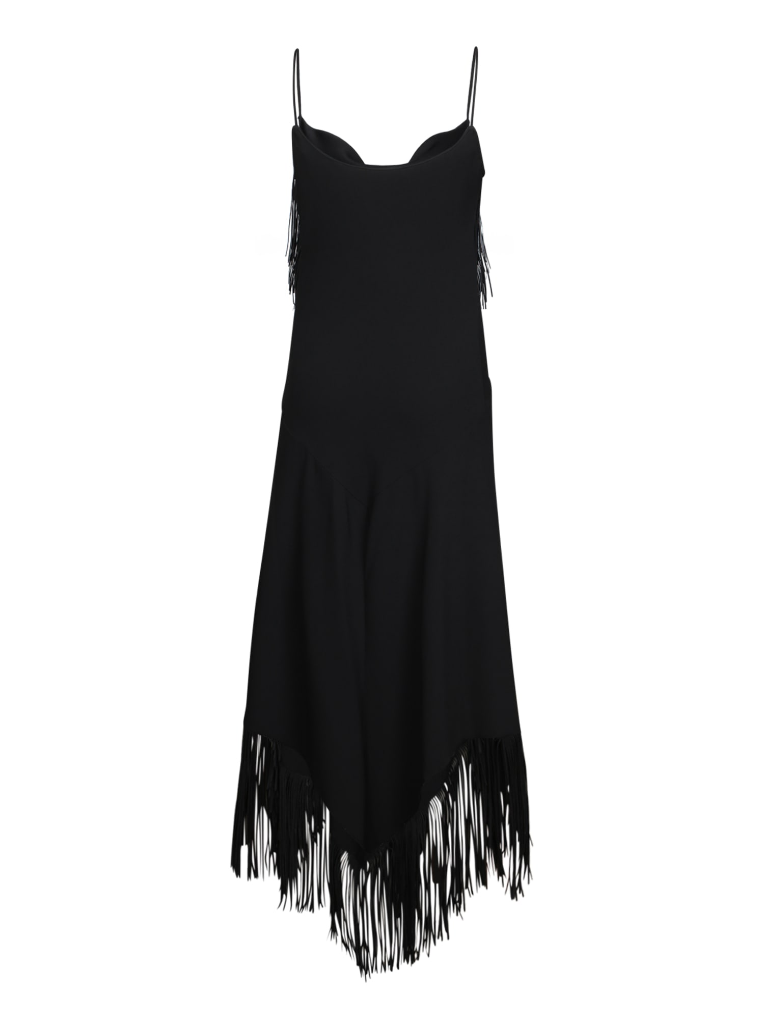 Rabanne Women's Crepe Fringe Cowl Neck Midi Dress In Black