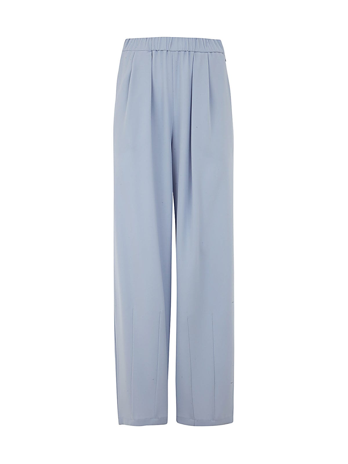 Emporio Armani Elastic Waist Trousers With Pences In Light Blue