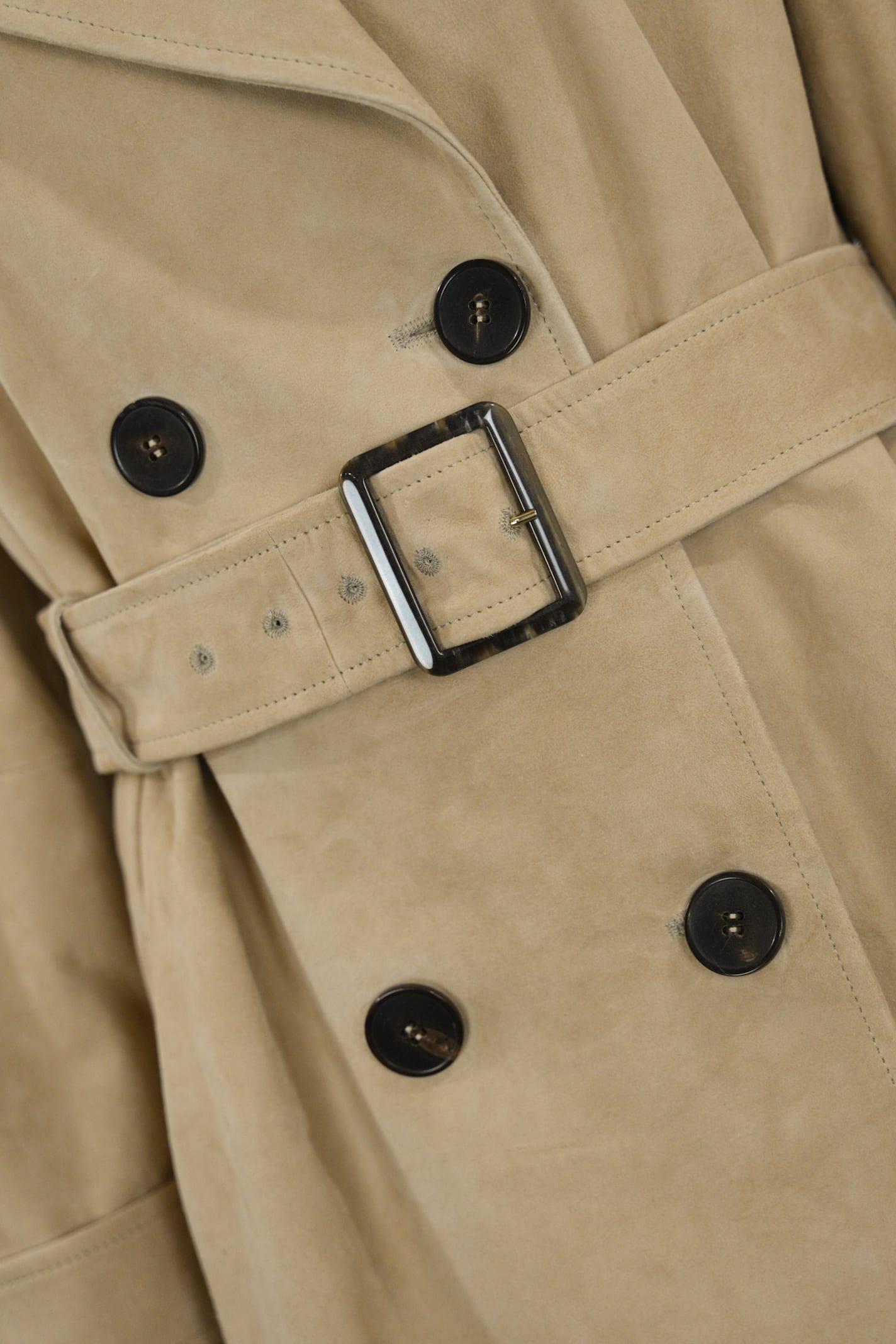 Max Mara Farnese Trench Coat In Suede In Sabbia
