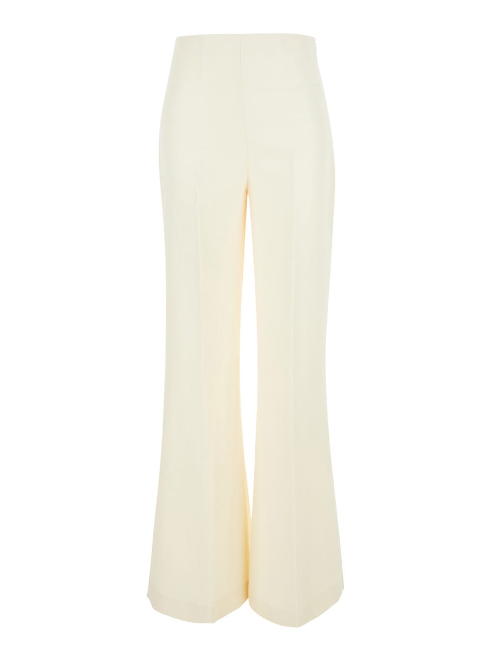 Shop Twinset White Flared Pants In Linen Blend Woman