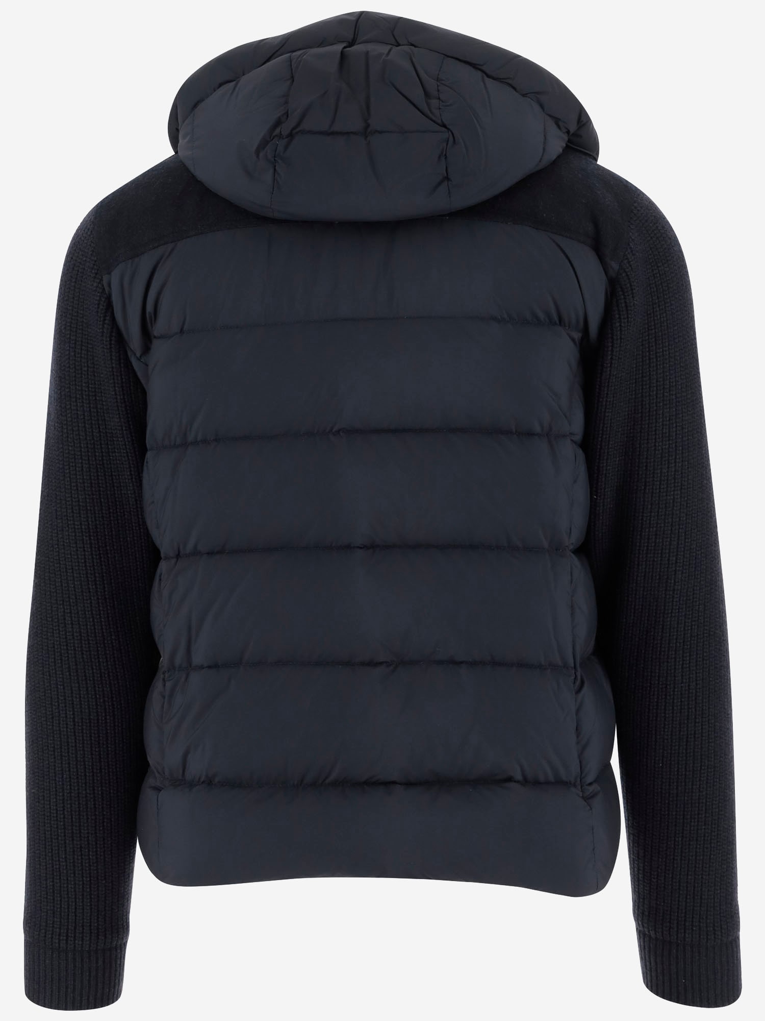 Moorer Padded Down Jacket With Cashmere Blend Sleeves In Blue