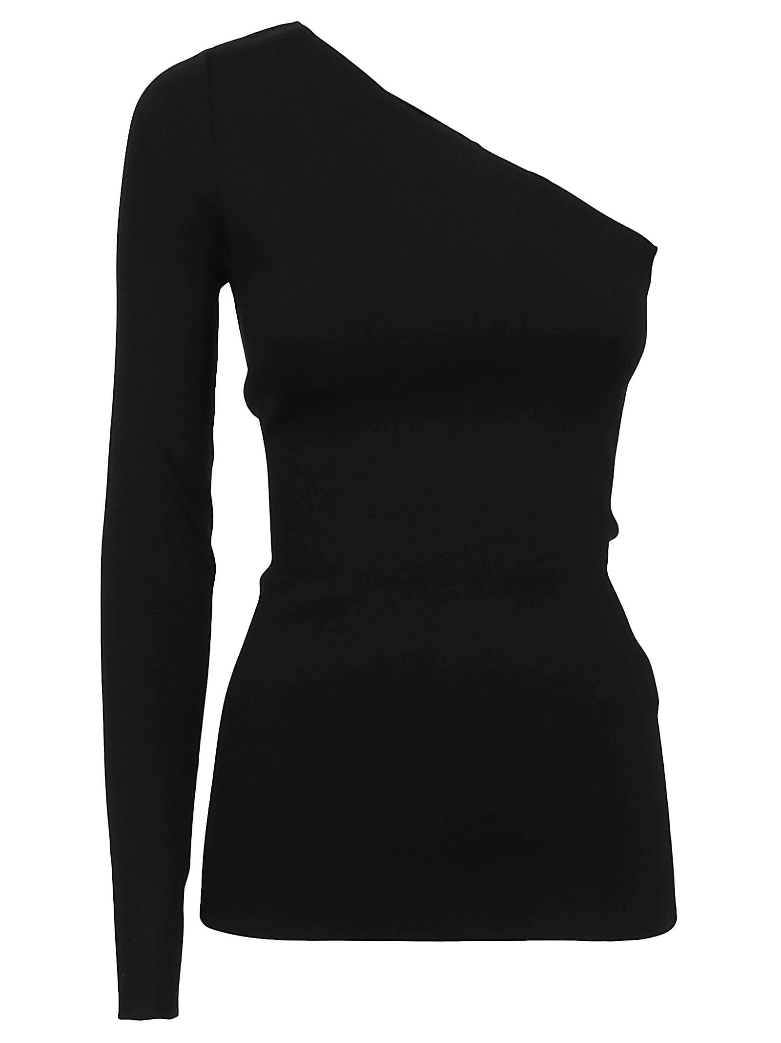 Victoria Beckham One-shoulder Stretch-knit Top In Black
