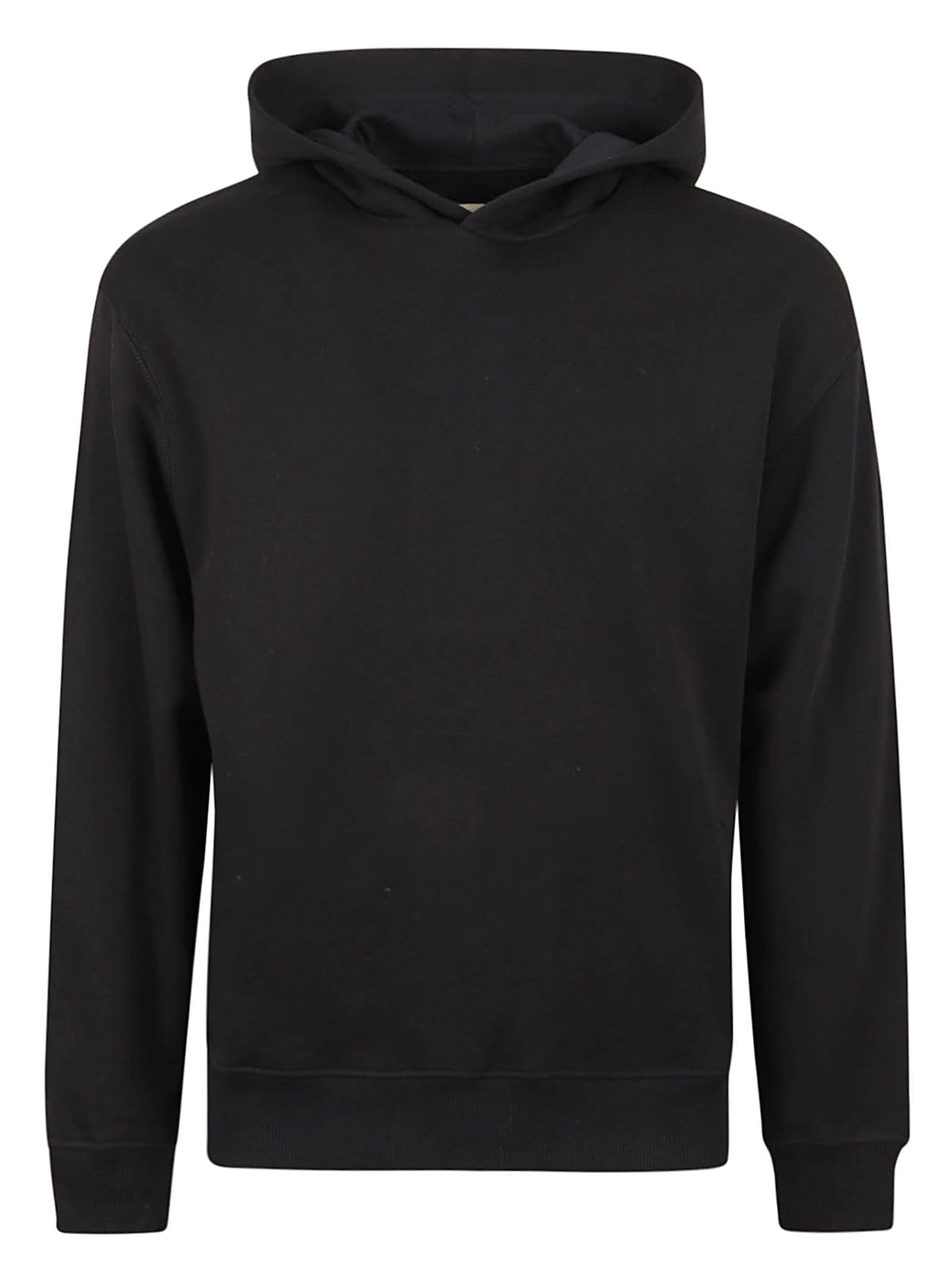 Emporio Armani Rib Trim Hooded Plain Sweatshirt In Navy Label