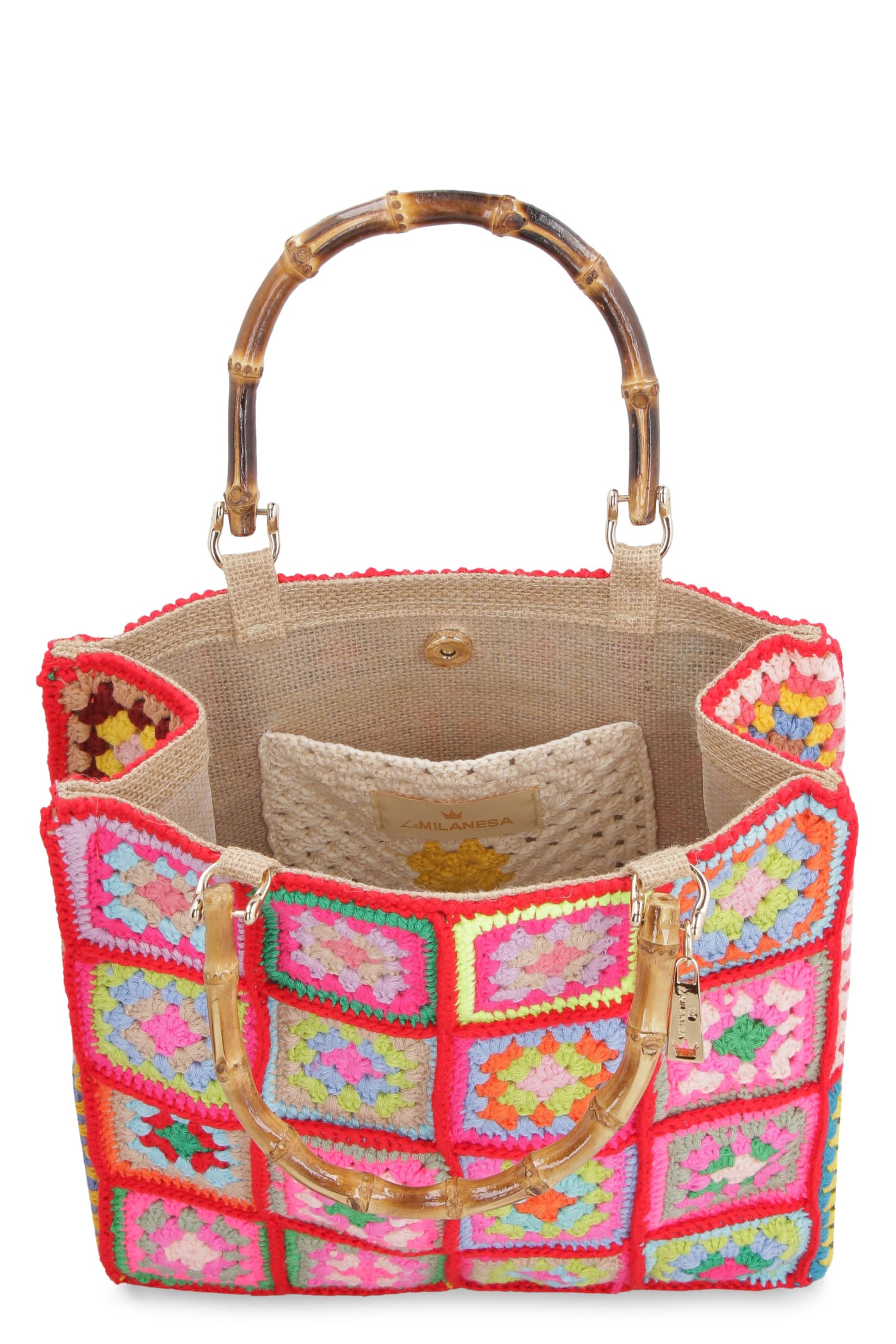 Shop Lamilanesa Xc2 Crochet Effect Bag In Multicolor