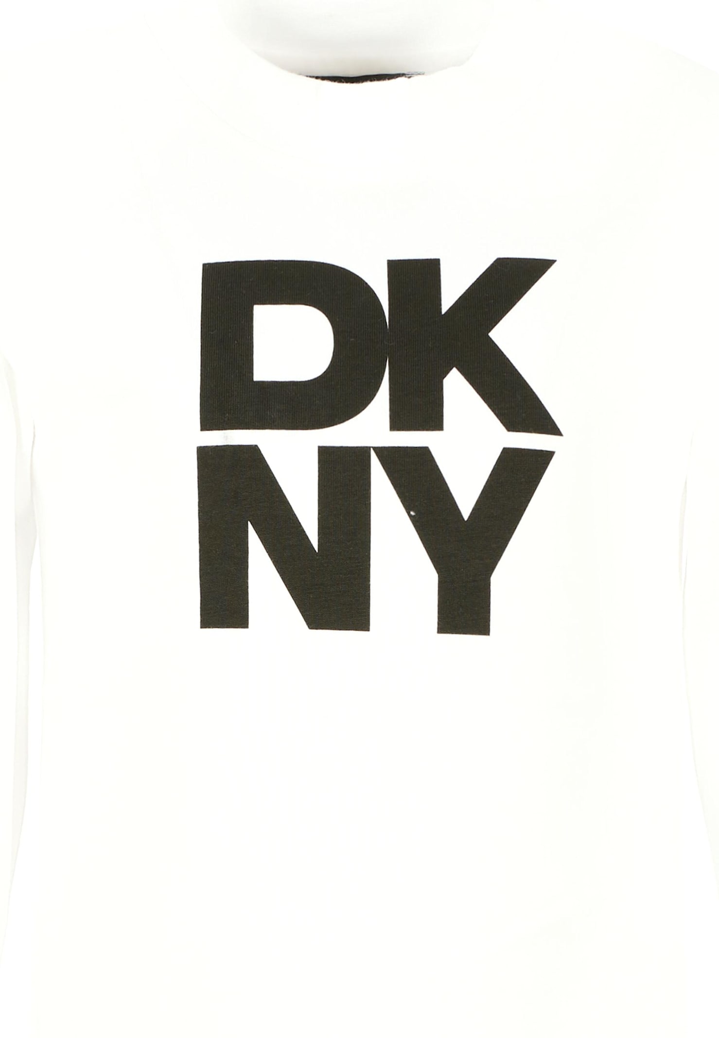 Dkny White T-shirt For Girl With Black Logo In White