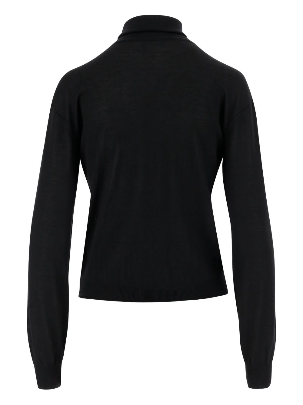 Saint Laurent Cashmere, Wool, And Silk Turtleneck Sweater In Black
