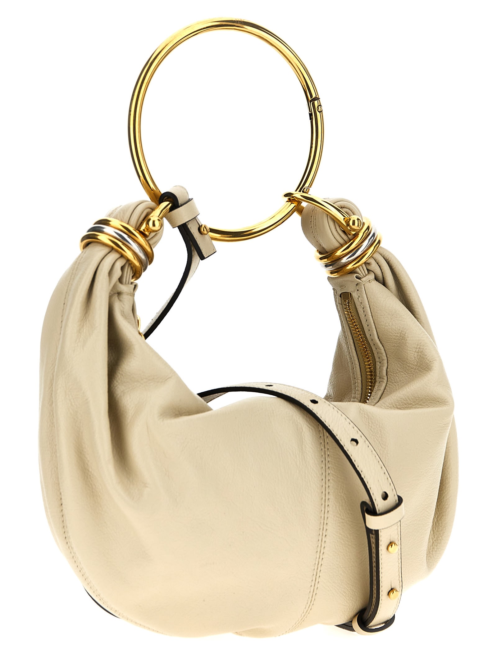 Shop Chloé Bracelet Small Hobo Bag Handbag In Beige