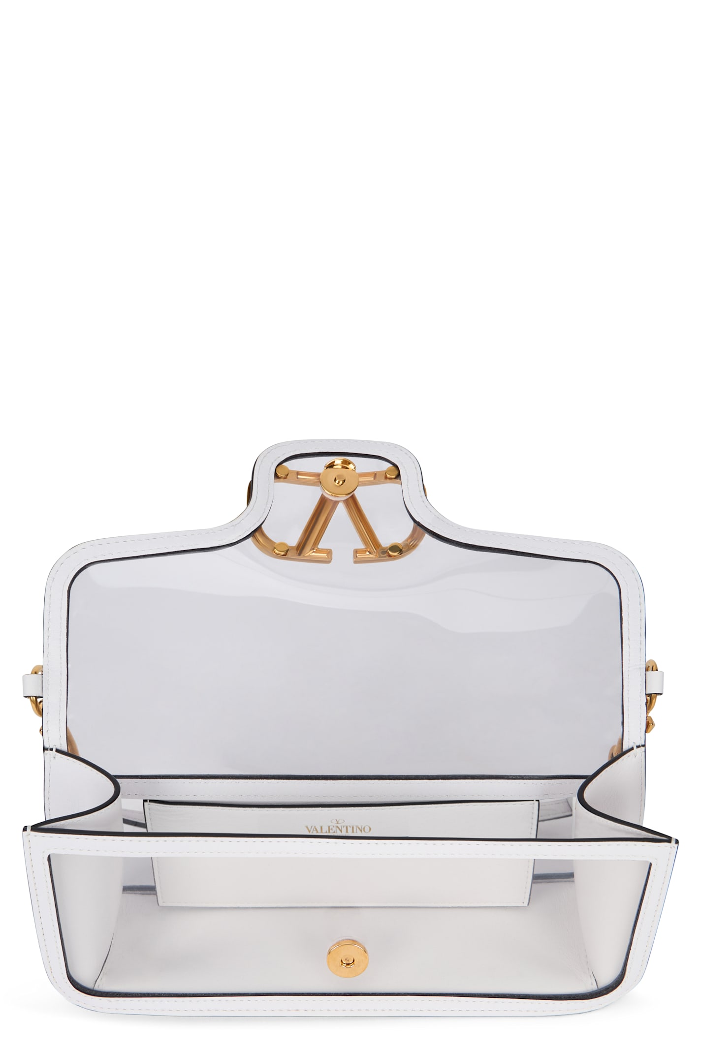 Valentino Elegant Transparent Bag With Golden Details In White