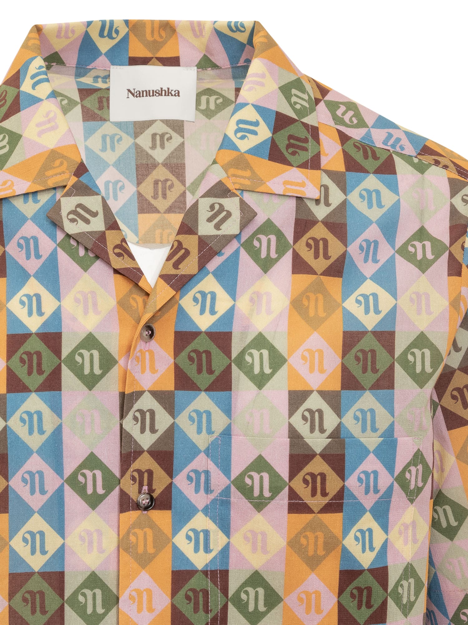Shop Nanushka Bodil Camp Shirt In Diamond Check