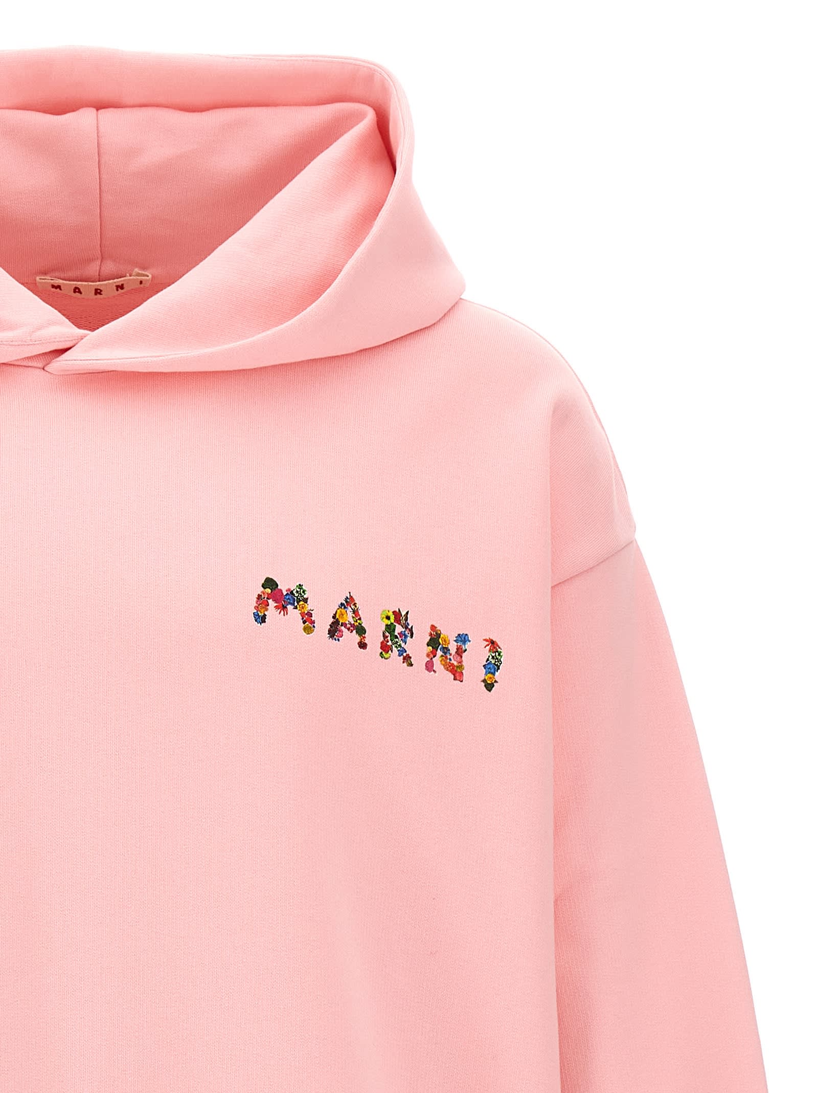 Shop Marni Collage Bouquet Hoodie In Pink