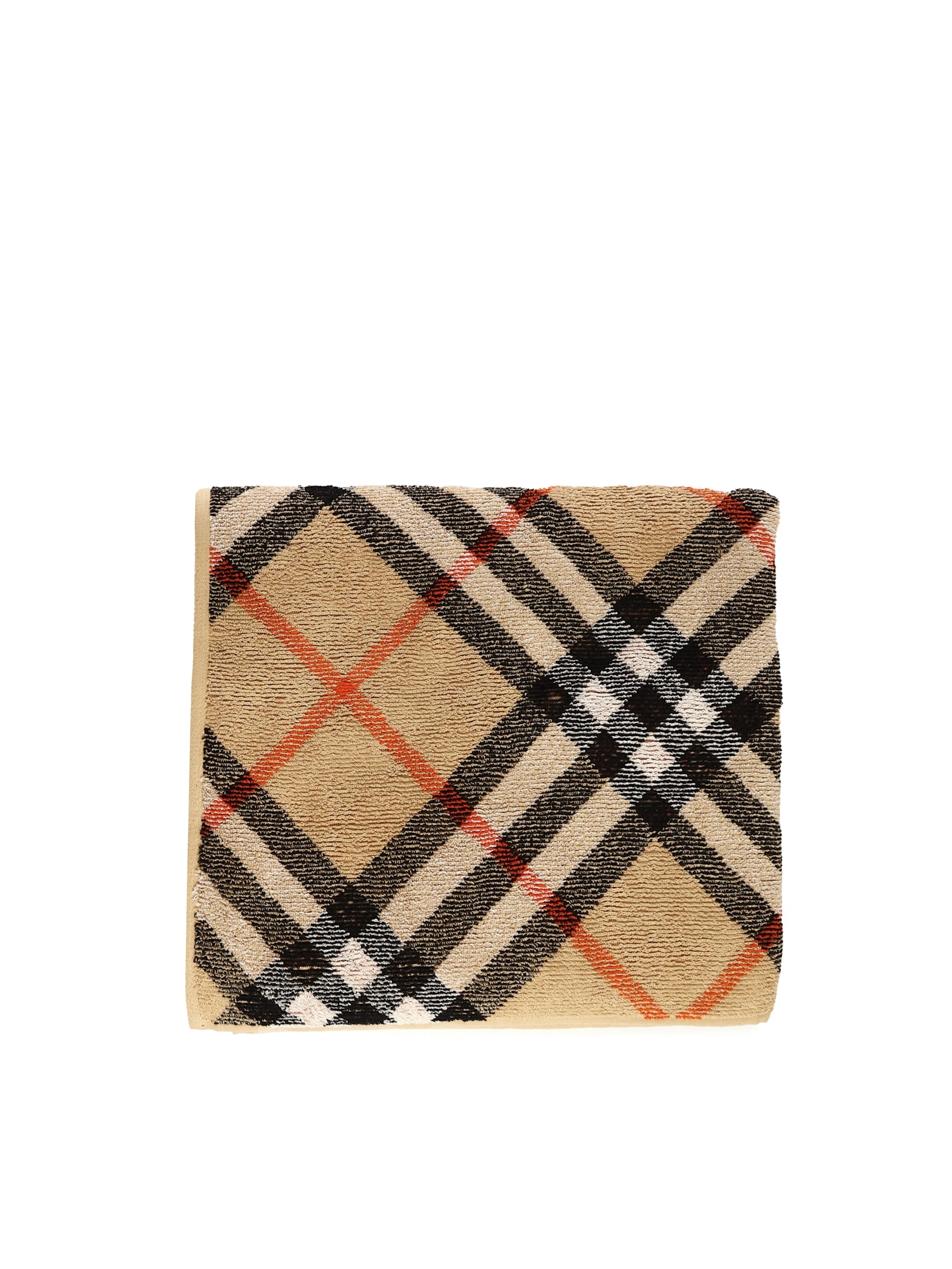 Shop Burberry Cotton Towel Check In Sand Ip Check