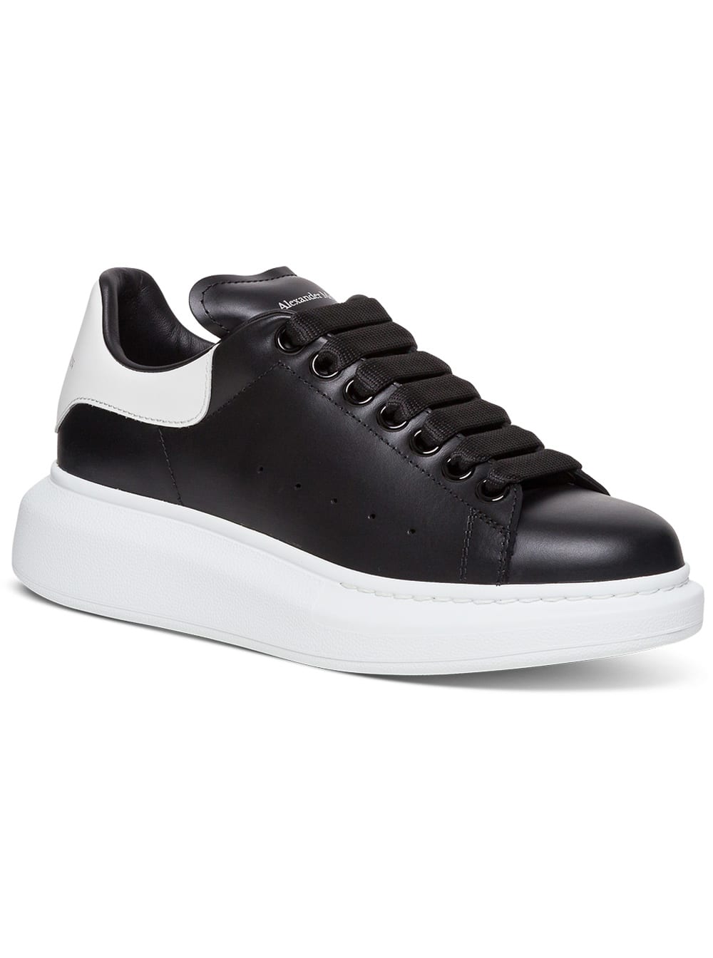 Shop Alexander Mcqueen Oversize Black And White Leather Sneakers Man