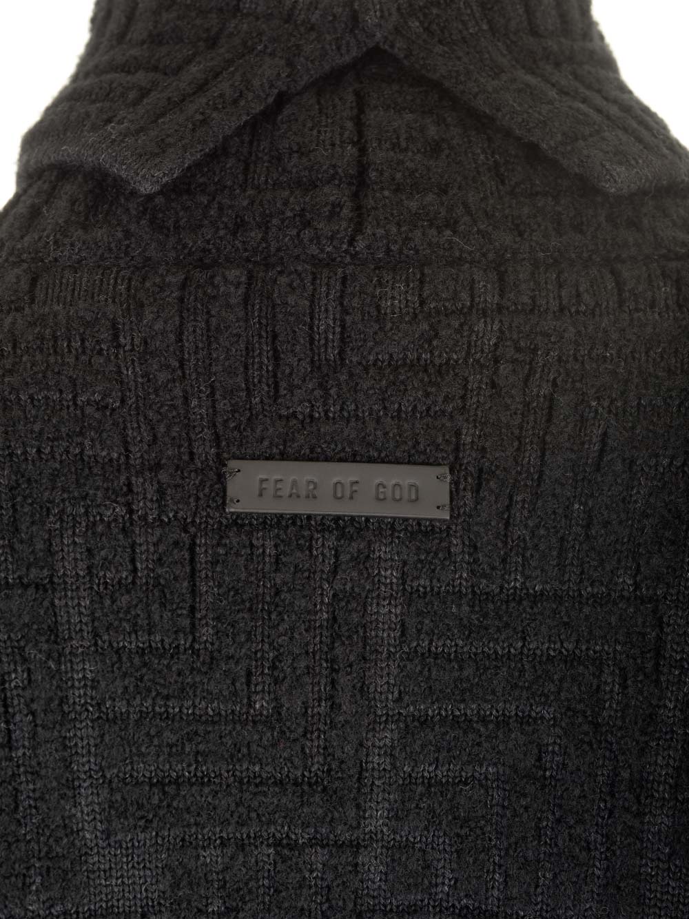 Shop Fear Of God Black Turtleneck In Jacquard Wool