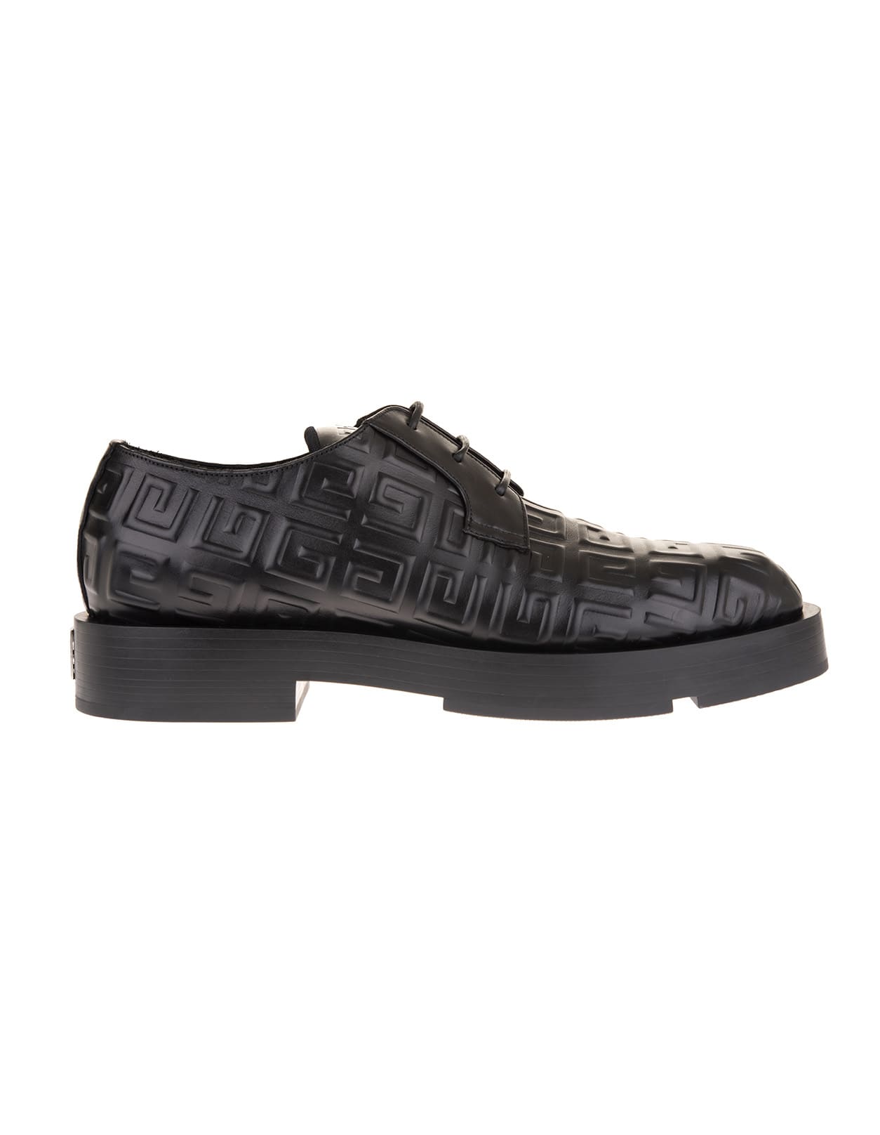 Givenchy Man Squared Derby Shoe In Black 4g Leather