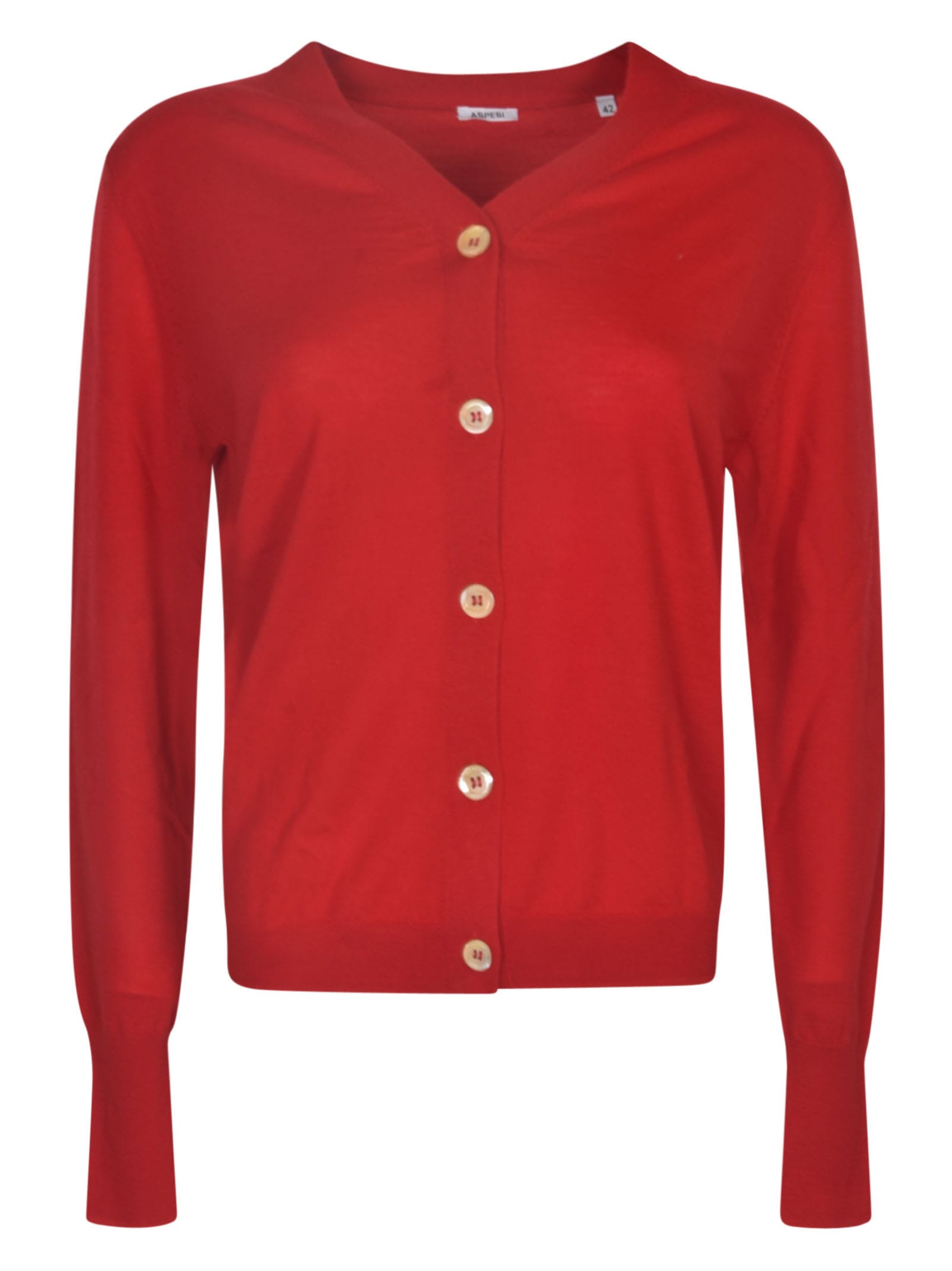 Shop Aspesi V-neck Buttoned Cardigan In Red