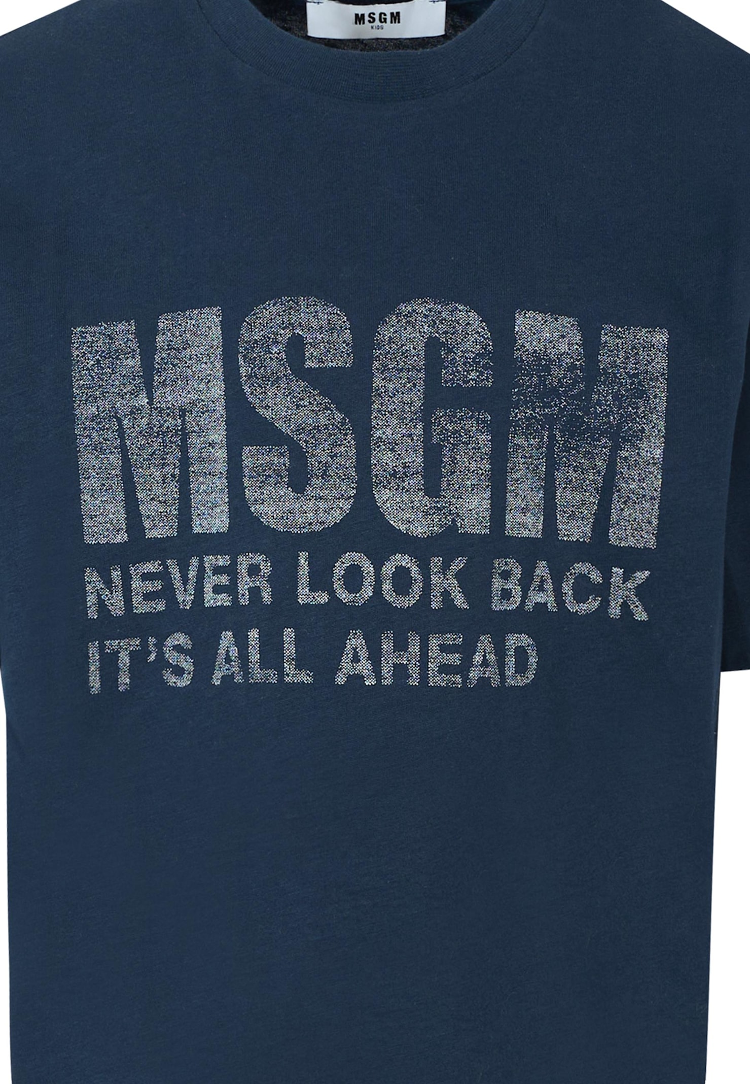 Msgm Blue T-shirt For Kids With Logo In Blue