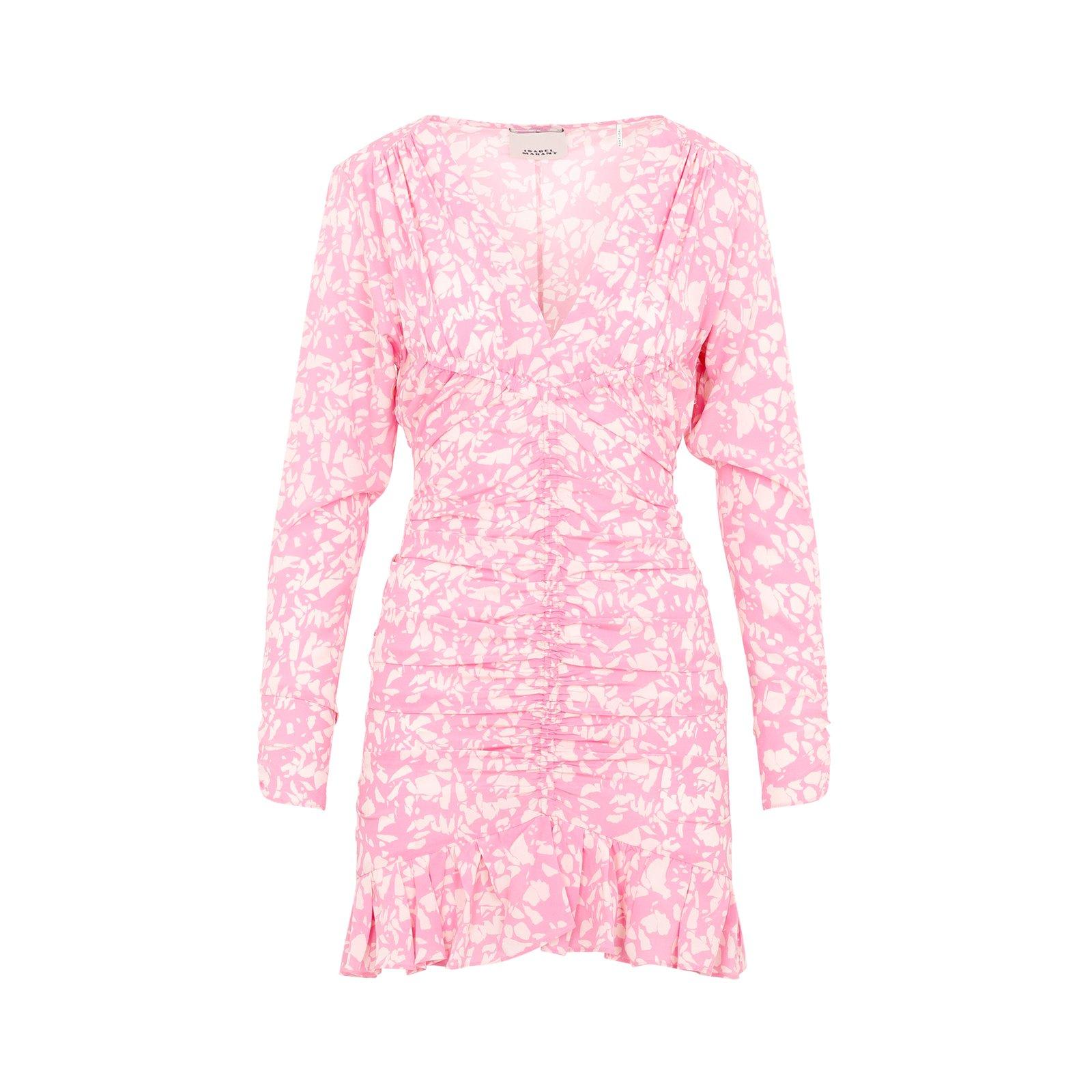 Isabel Marant Lara V-neck Long Sleeved Dress In Pk Pink