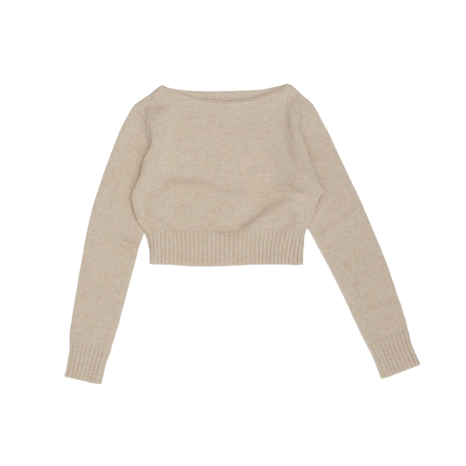 Shop Max Mara Longsleeved Knitted Jumper In Beige