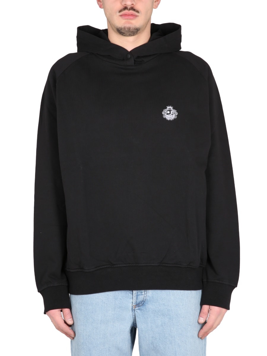 Bally Diagonal Fleece St Moritz Curling Capsule Graphic Hoodie In Black