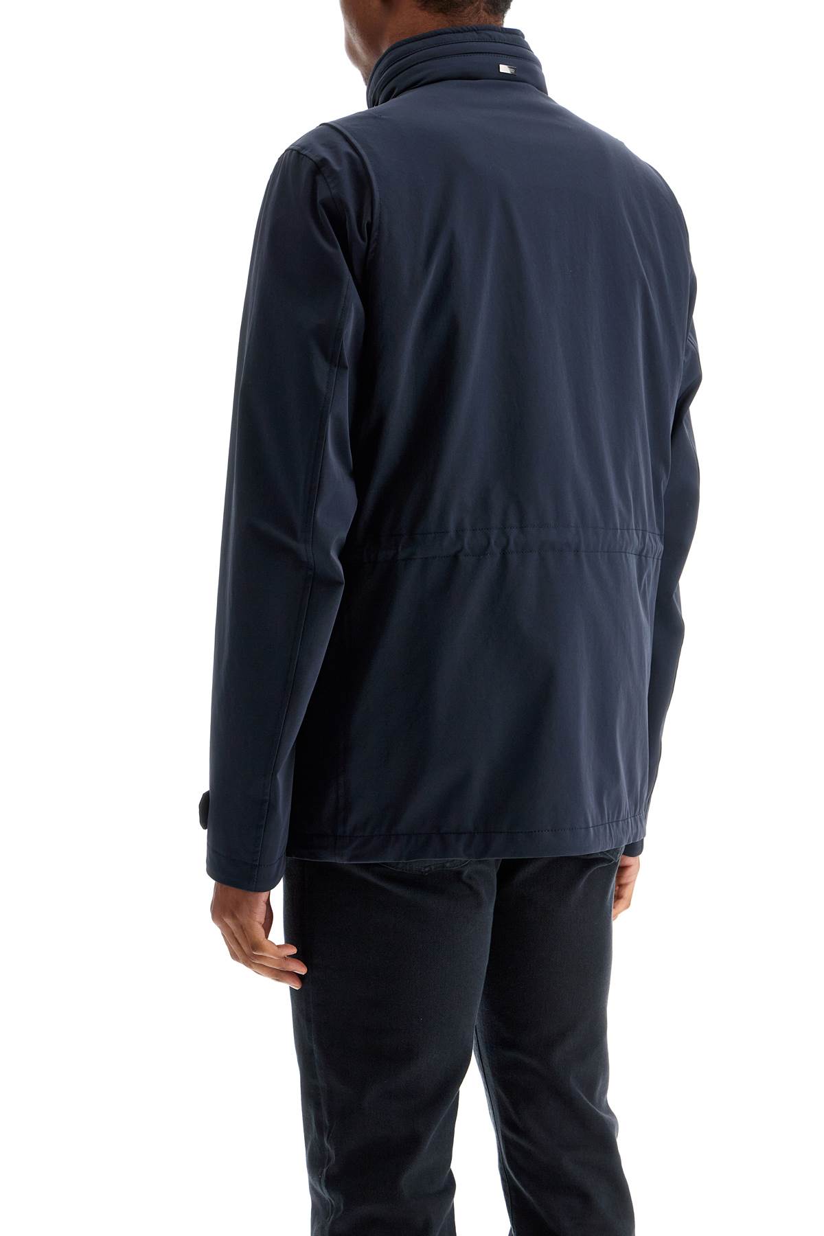 Herno Dark Blue Polyester City Life Jacket With High Collar In Blu (blue)