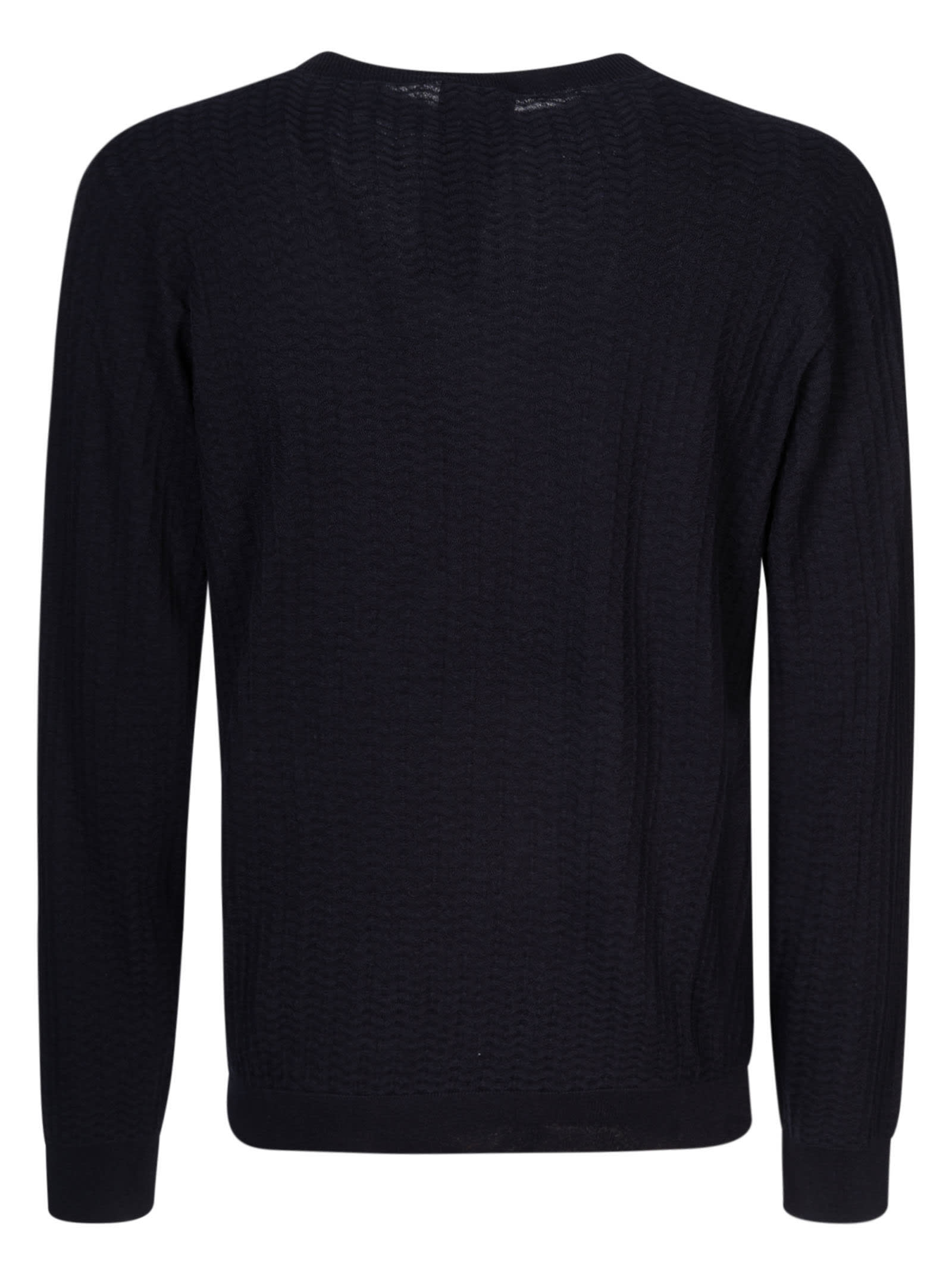 Shop Giorgio Armani Round Neck Jumper In Navy