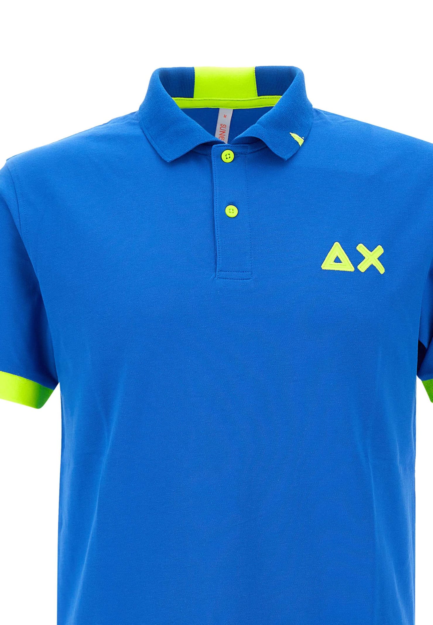 Shop Sun 68 Fluo Logo Cotton Polo Shirt Polo Shirt In Royal