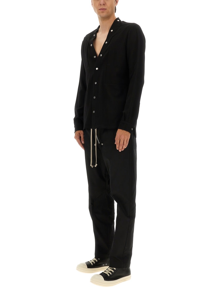 Rick Owens Straight Leg Trousers Eyelet Accents In Black
