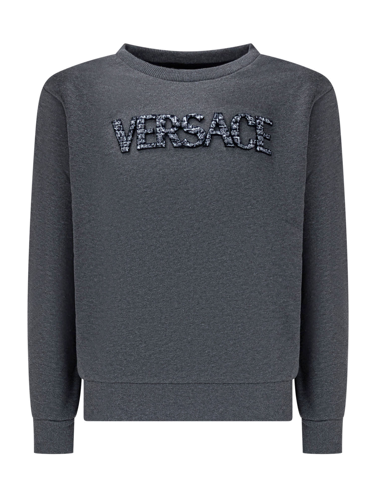 Versace Kids' Sweatshirt With Logo In Grigio Bianco