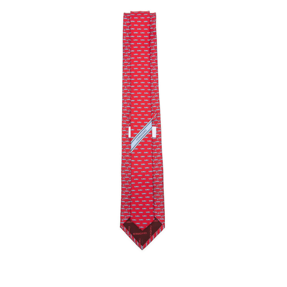 Ferragamo Race-patterned Tie In Red