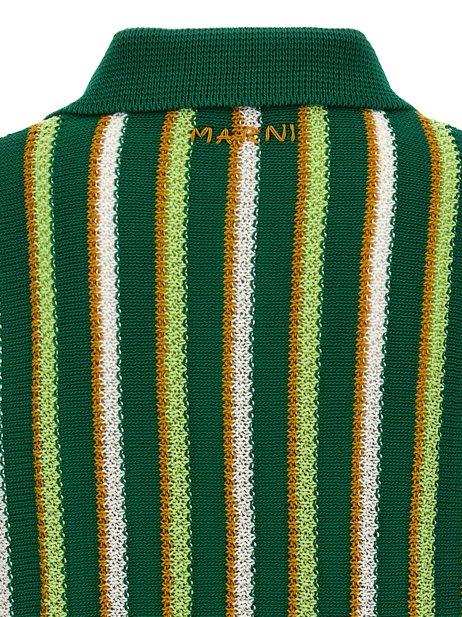 Shop Marni Striped Polo Shirt In Green