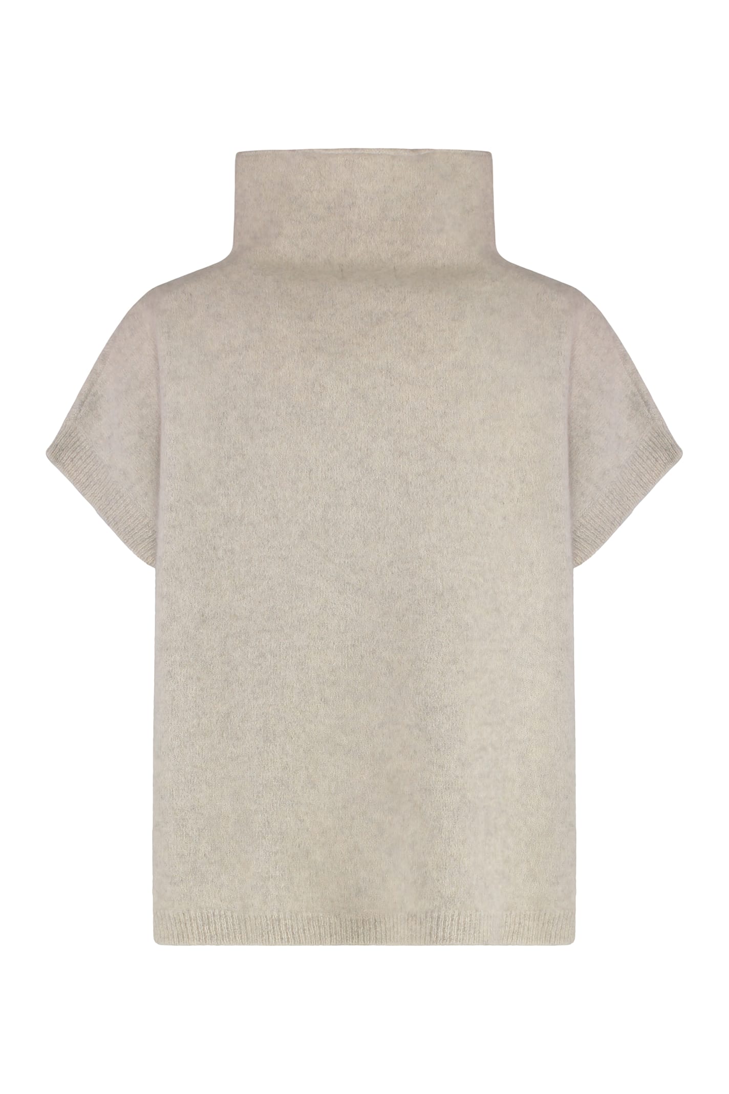 P.a.r.o.s.h Parosh High-neck Raccoon Sweater With Ribbed Trim In Gold