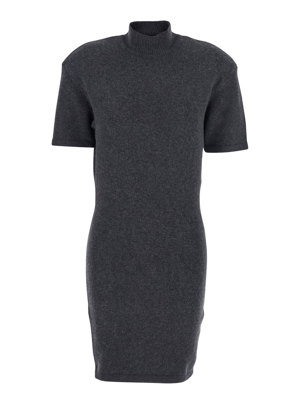 Jacquemus Knitted Wool And Cashmere Minidress In Gray