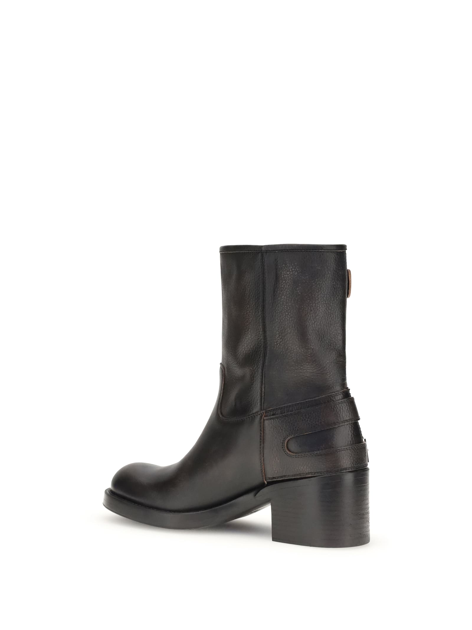 Chloé Dakota Block Heel Buckle Mid-calf Boots In Black