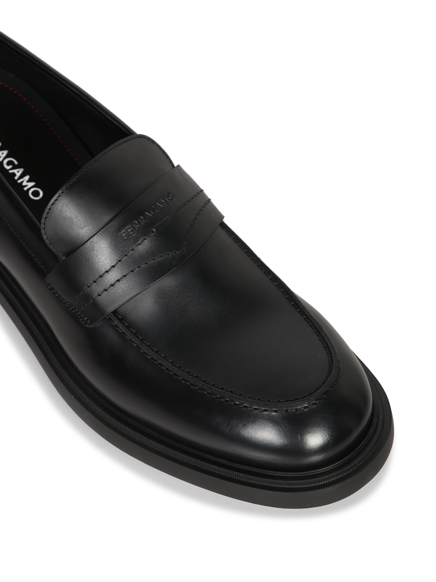 Shop Ferragamo Caligola Black Loafers