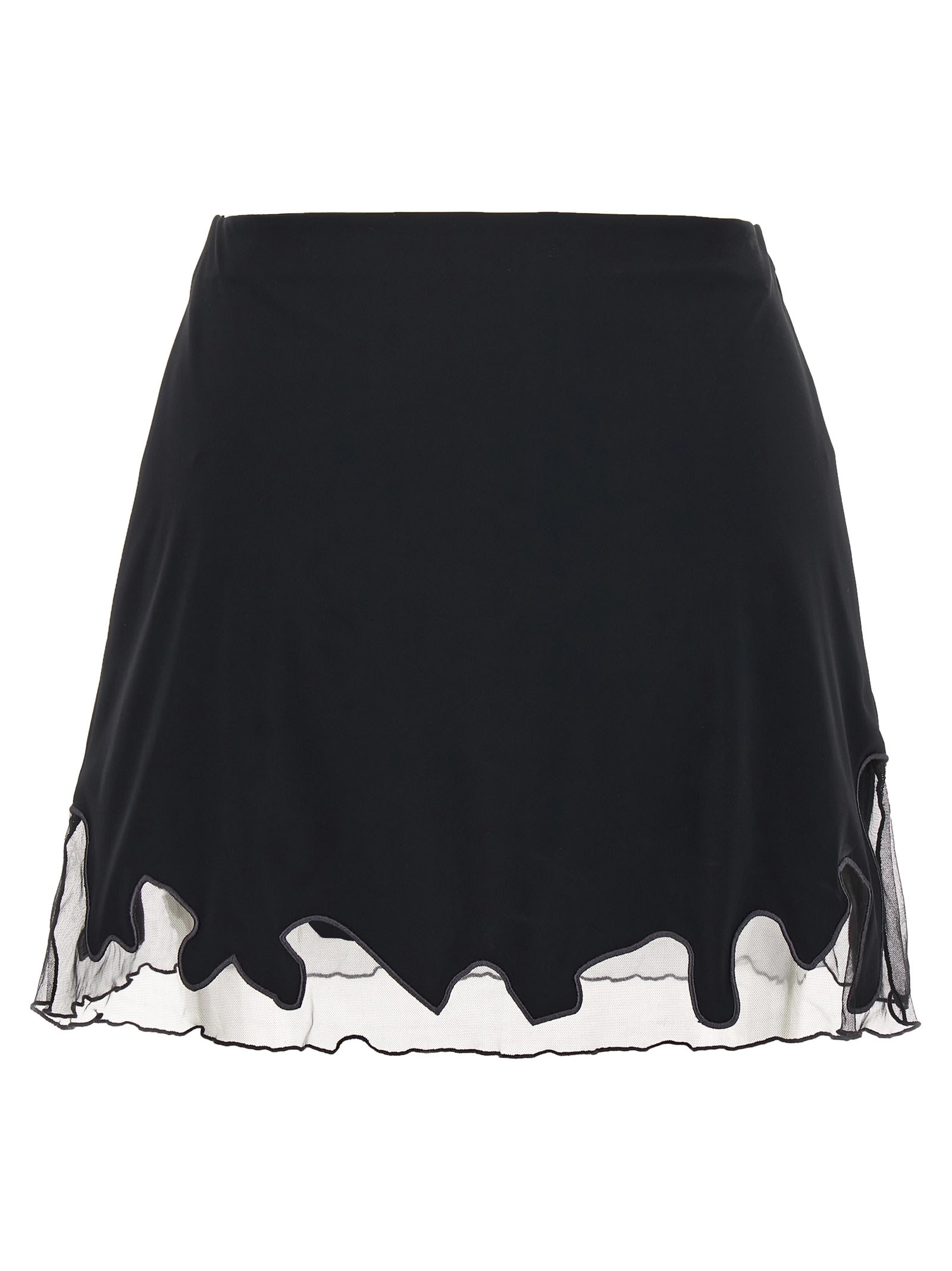 Diesel Nylon Mini Skirt With Tulle Insert In Black