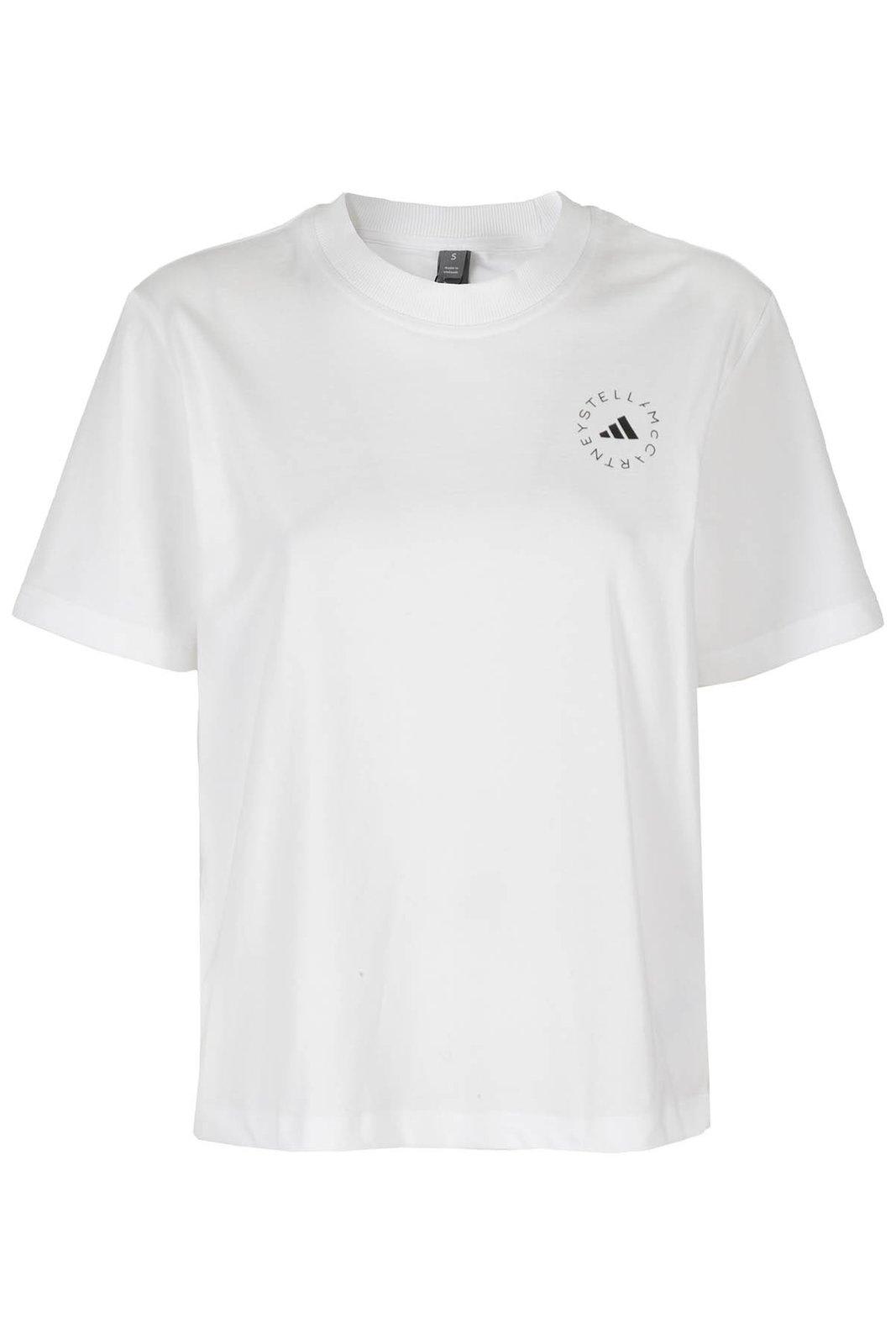 Shop Adidas By Stella Mccartney Logo Printed Crewneck T-shirt In White