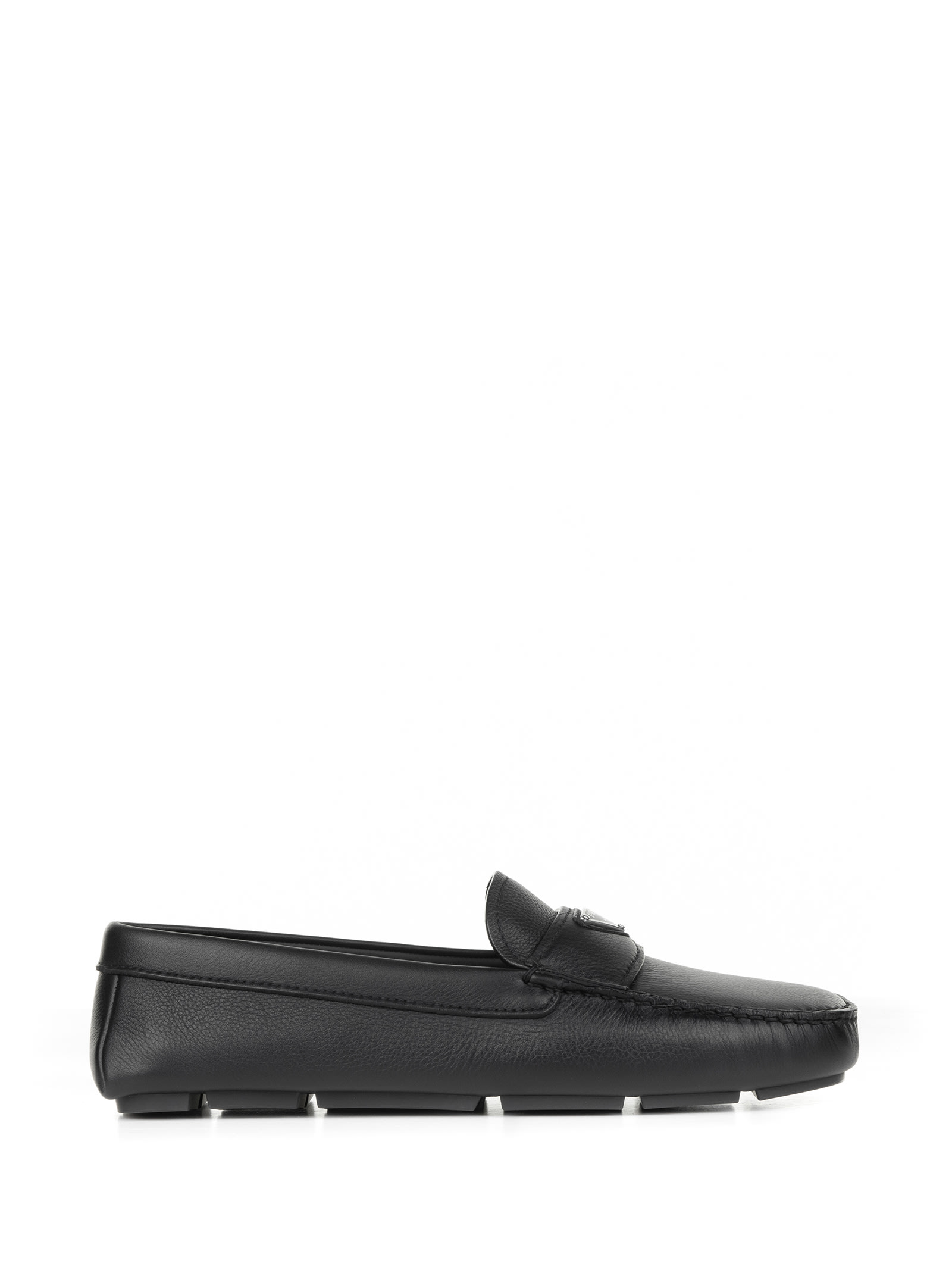 Prada Leather Moccasin With Logo