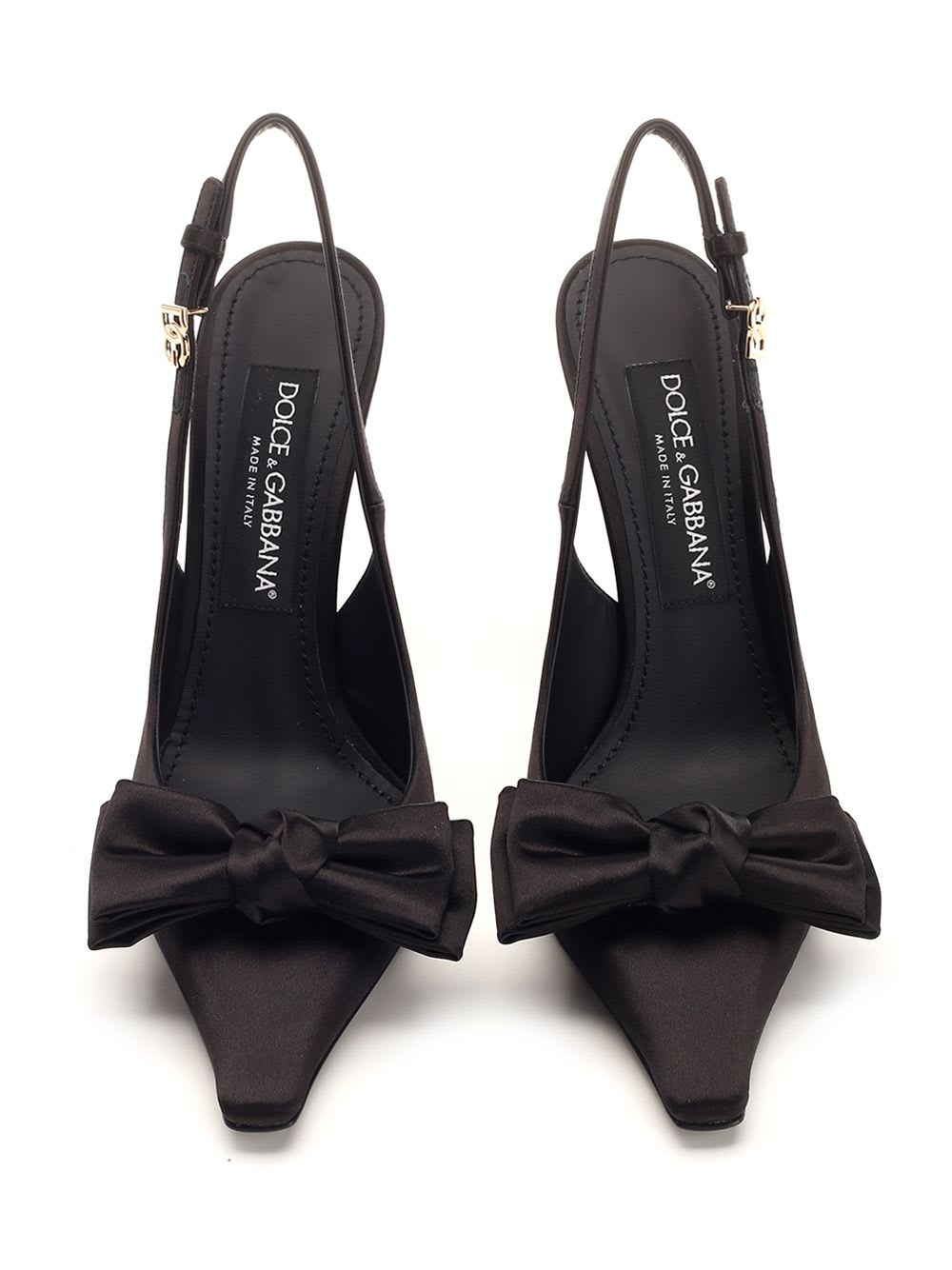 Shop Dolce & Gabbana Satin Slingbacks In Black