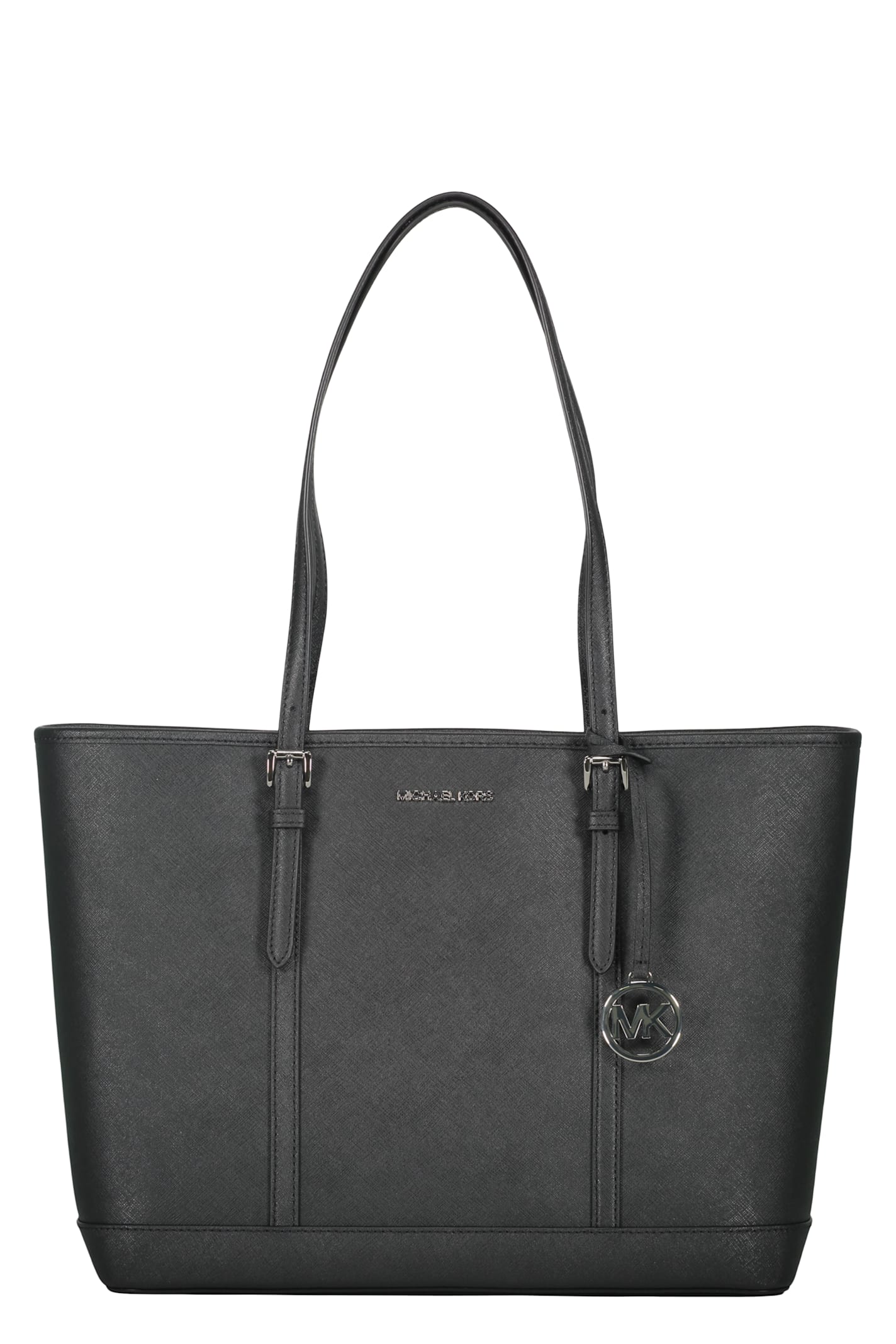 Michael Kors Jet Set Leather Tote Bag In Black